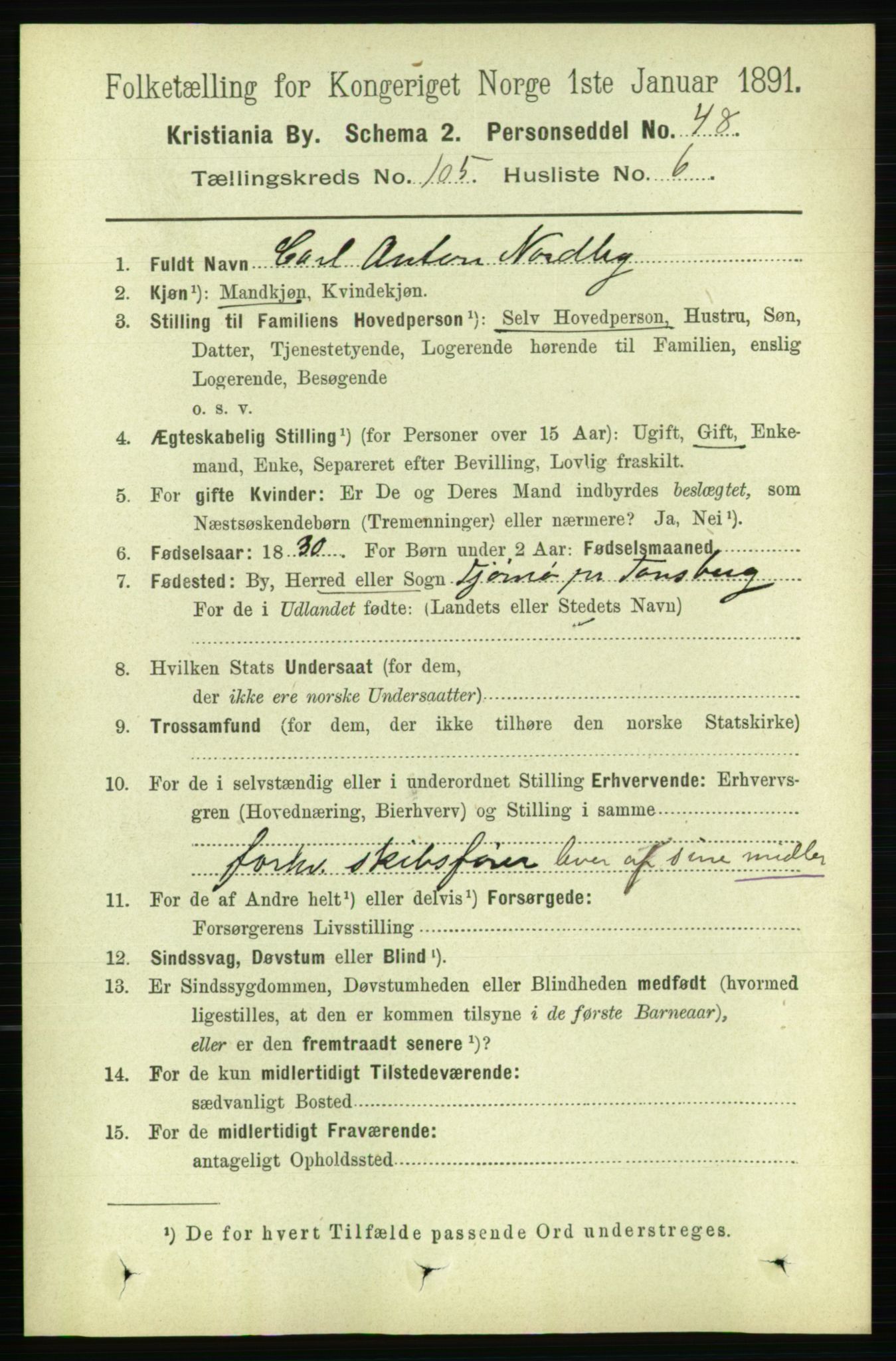 RA, 1891 census for 0301 Kristiania, 1891, p. 53148
