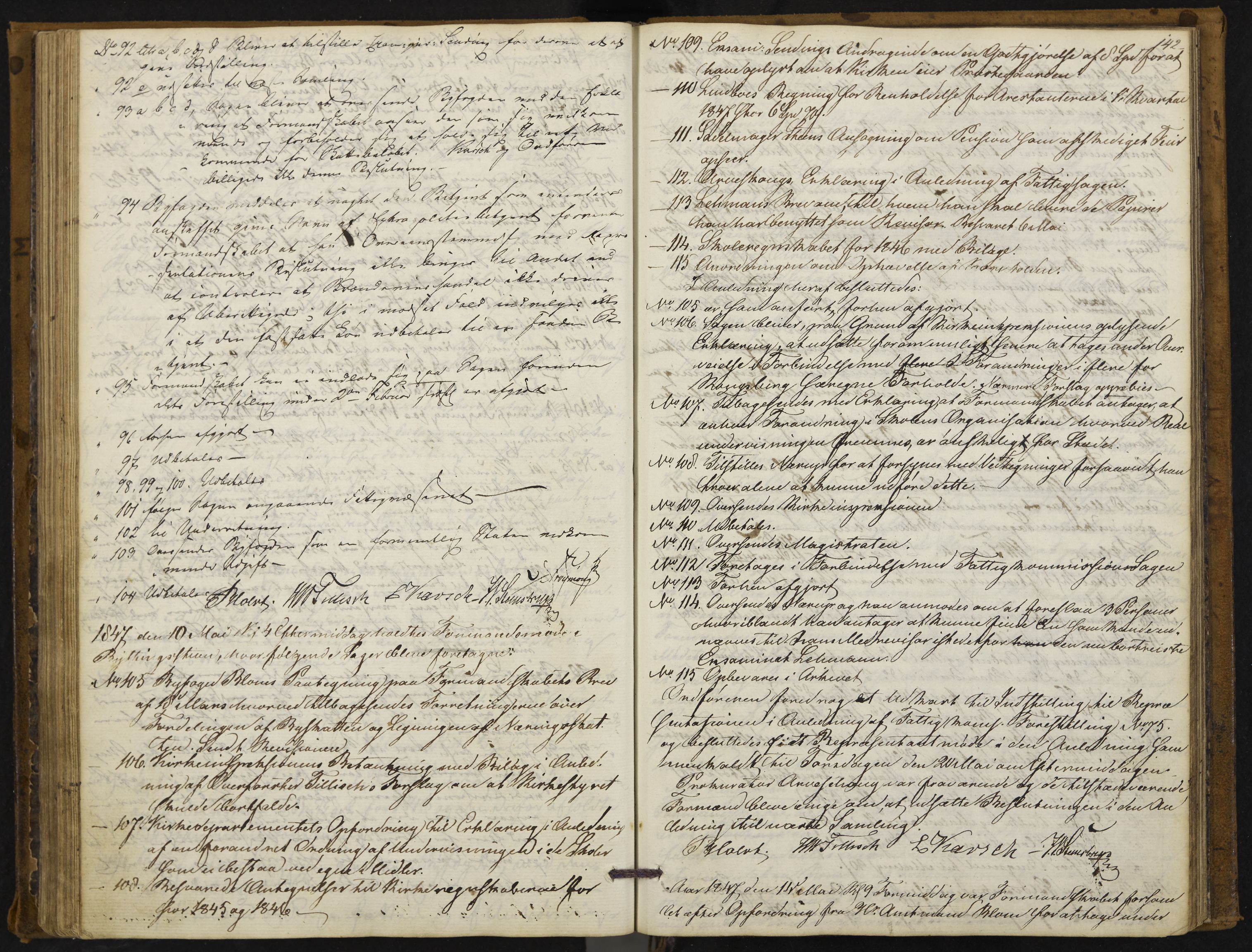 Kongsberg formannskap og sentraladministrasjon, IKAK/0604021-1/A/L0001: Møtebok med register, 1837-1849, p. 142