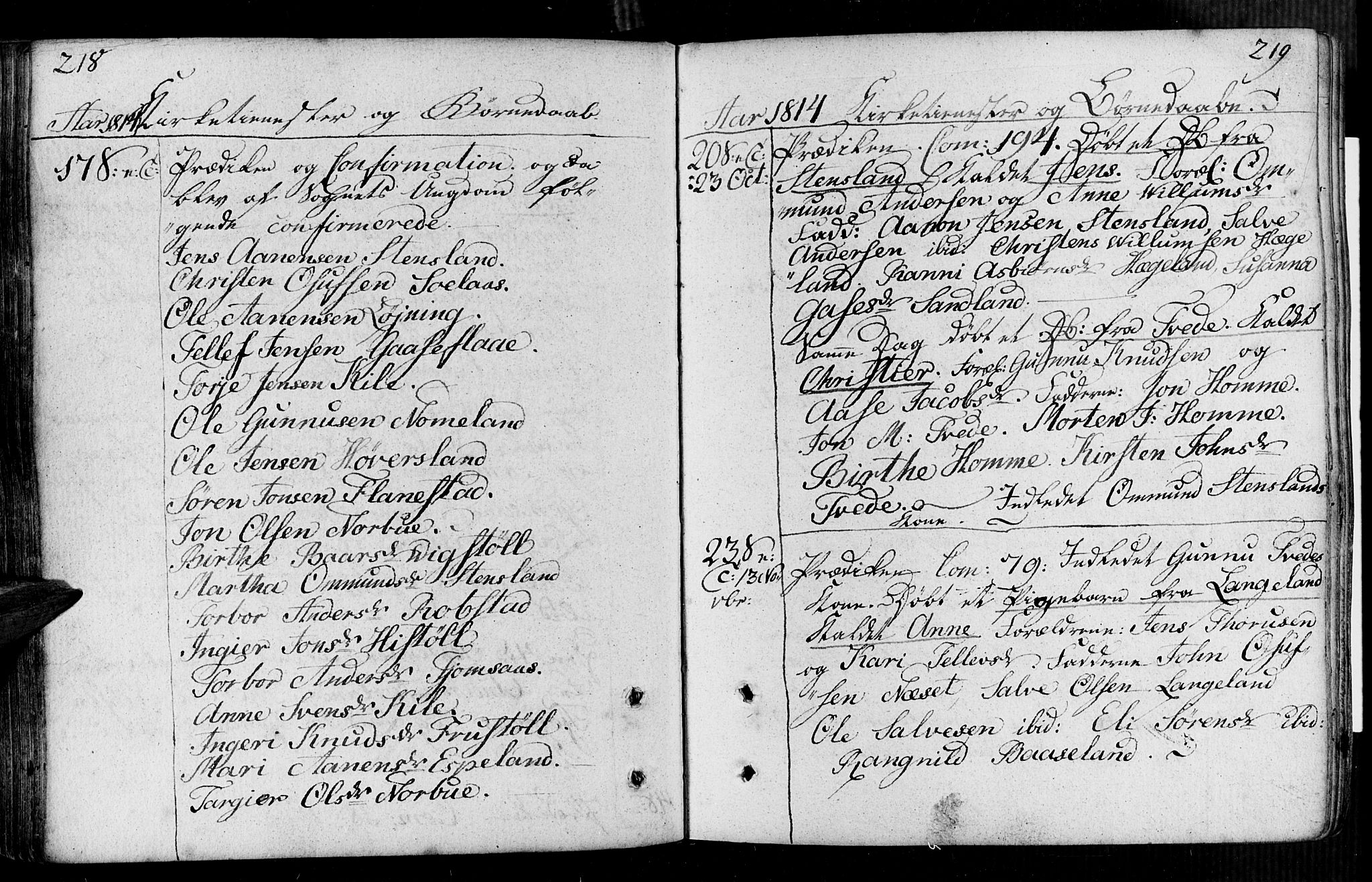 Vennesla sokneprestkontor, AV/SAK-1111-0045/Fa/Faa/L0002: Parish register (official) no. A 2, 1785-1834, p. 218-219