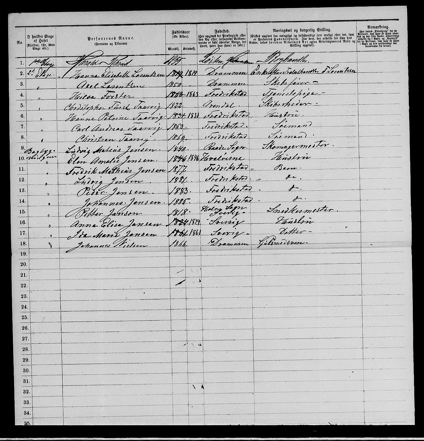 RA, 1885 census for 0103 Fredrikstad, 1885, p. 274