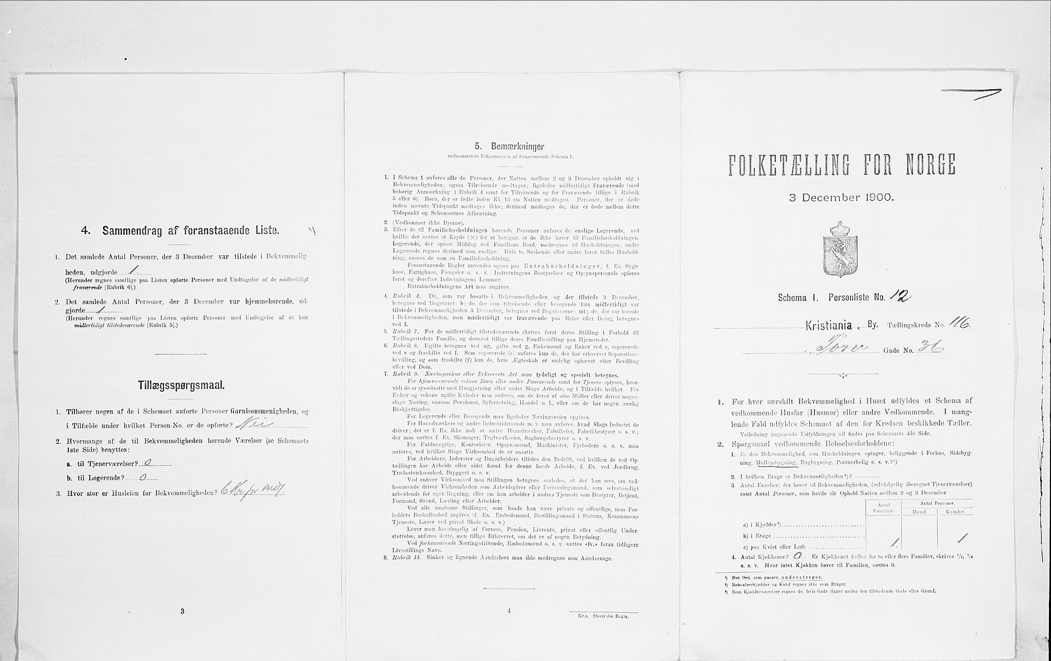 SAO, 1900 census for Kristiania, 1900, p. 103327