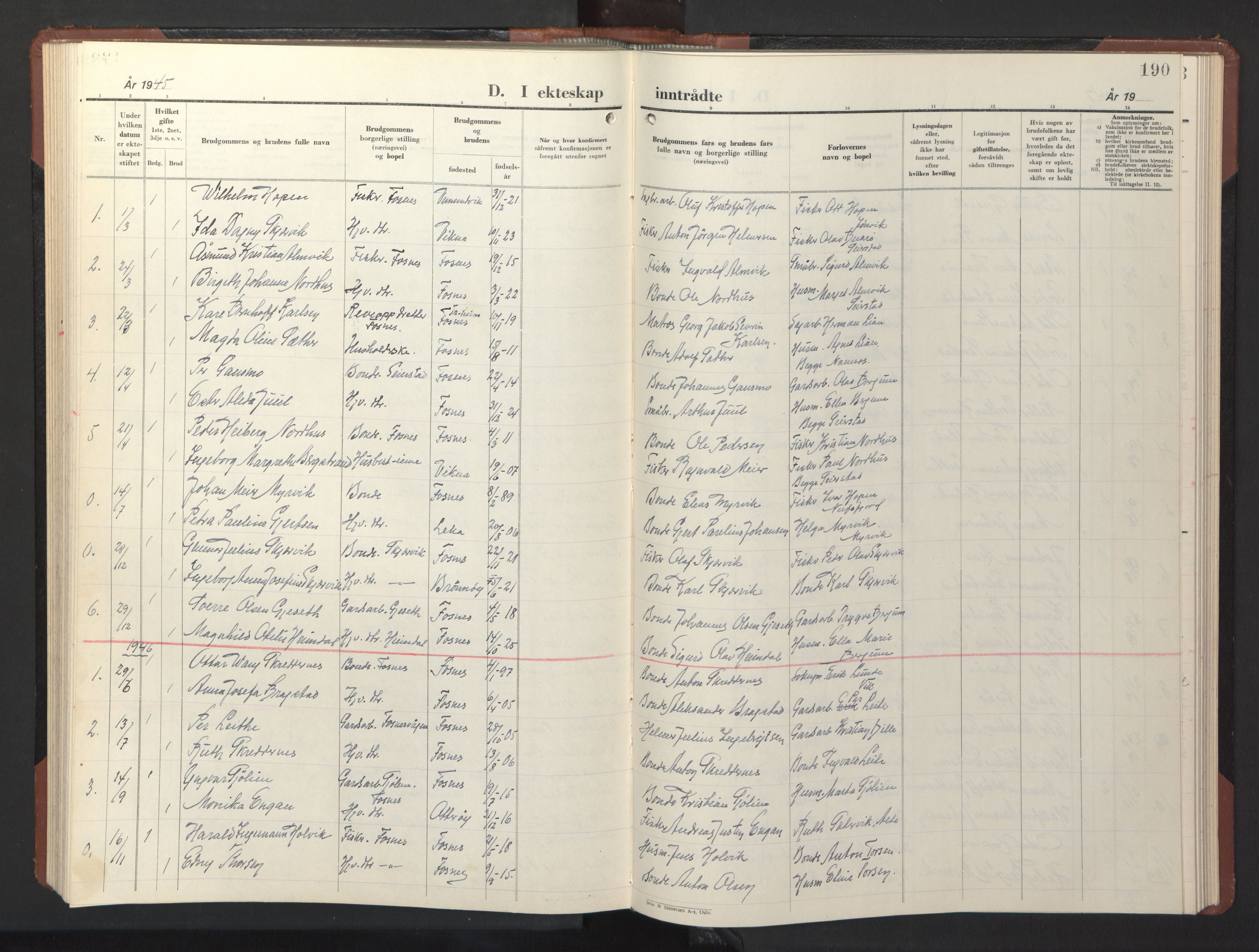 Ministerialprotokoller, klokkerbøker og fødselsregistre - Nord-Trøndelag, AV/SAT-A-1458/773/L0625: Parish register (copy) no. 773C01, 1910-1952, p. 190