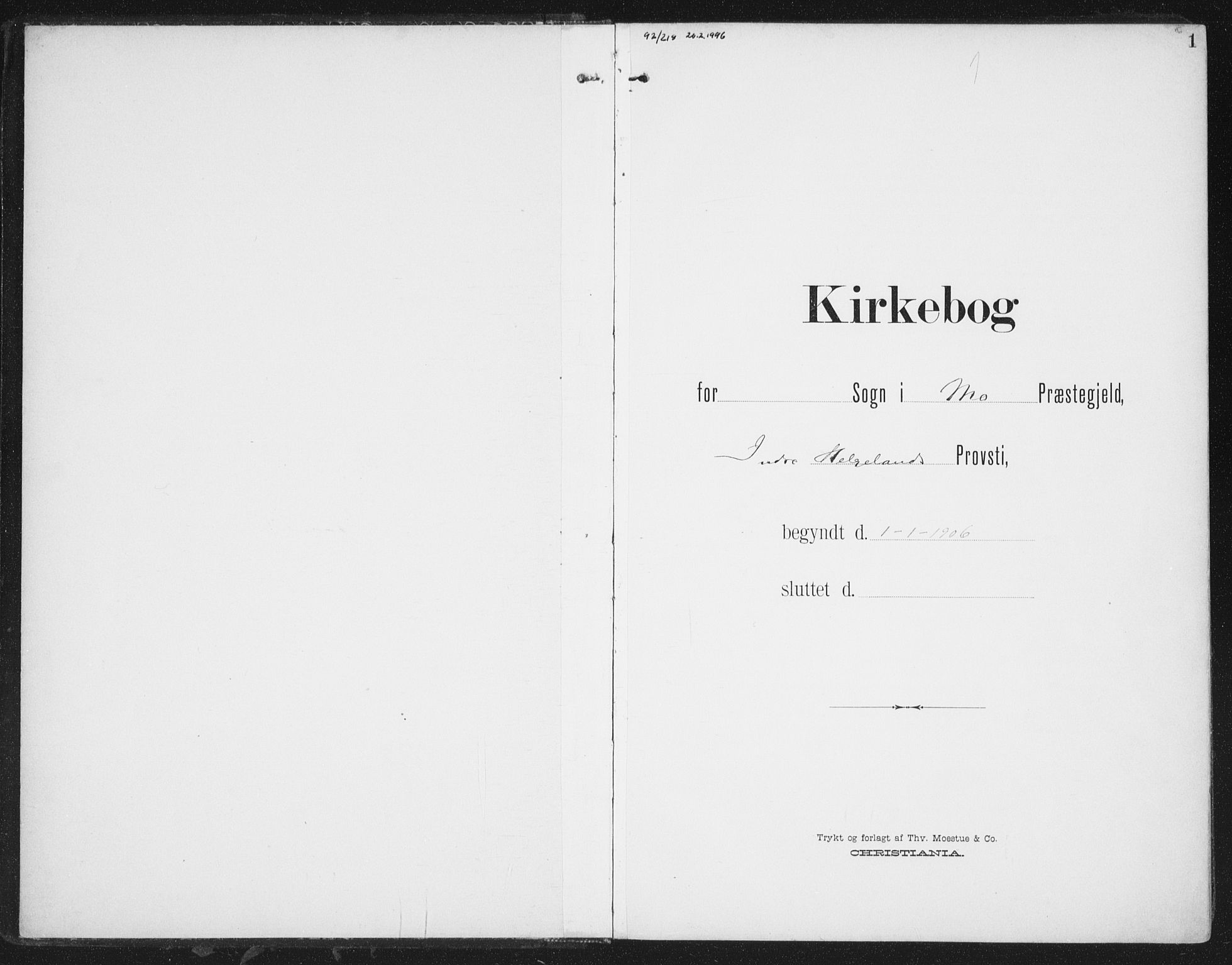 Ministerialprotokoller, klokkerbøker og fødselsregistre - Nordland, AV/SAT-A-1459/827/L0403: Parish register (official) no. 827A15, 1903-1912, p. 1