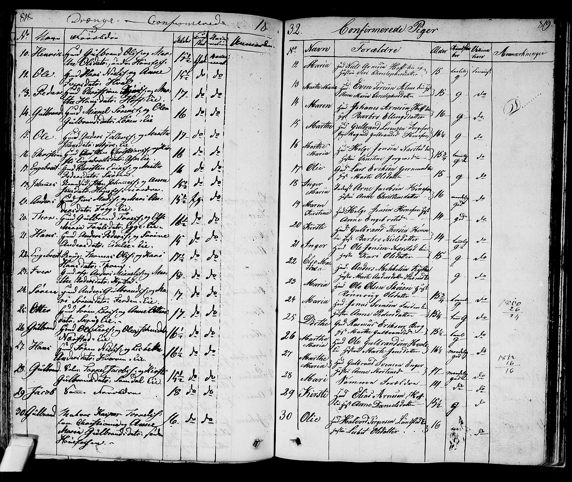 Norderhov kirkebøker, AV/SAKO-A-237/F/Fa/L0009: Parish register (official) no. 9, 1819-1837, p. 818-819