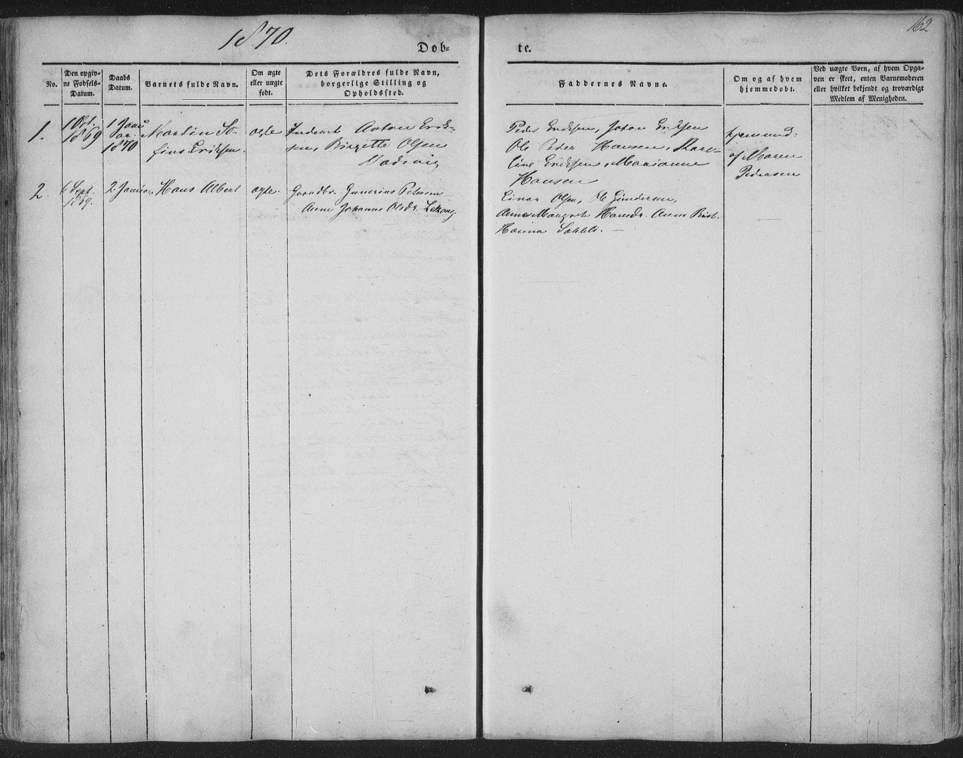 Ministerialprotokoller, klokkerbøker og fødselsregistre - Nordland, AV/SAT-A-1459/888/L1241: Parish register (official) no. 888A07, 1849-1869, p. 162