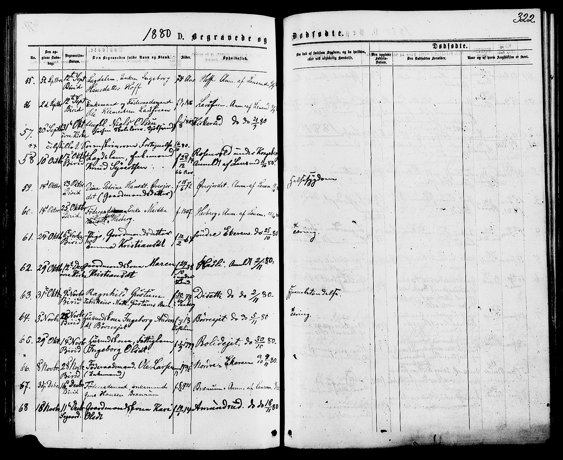 Biri prestekontor, SAH/PREST-096/H/Ha/Haa/L0006: Parish register (official) no. 6, 1877-1886, p. 322