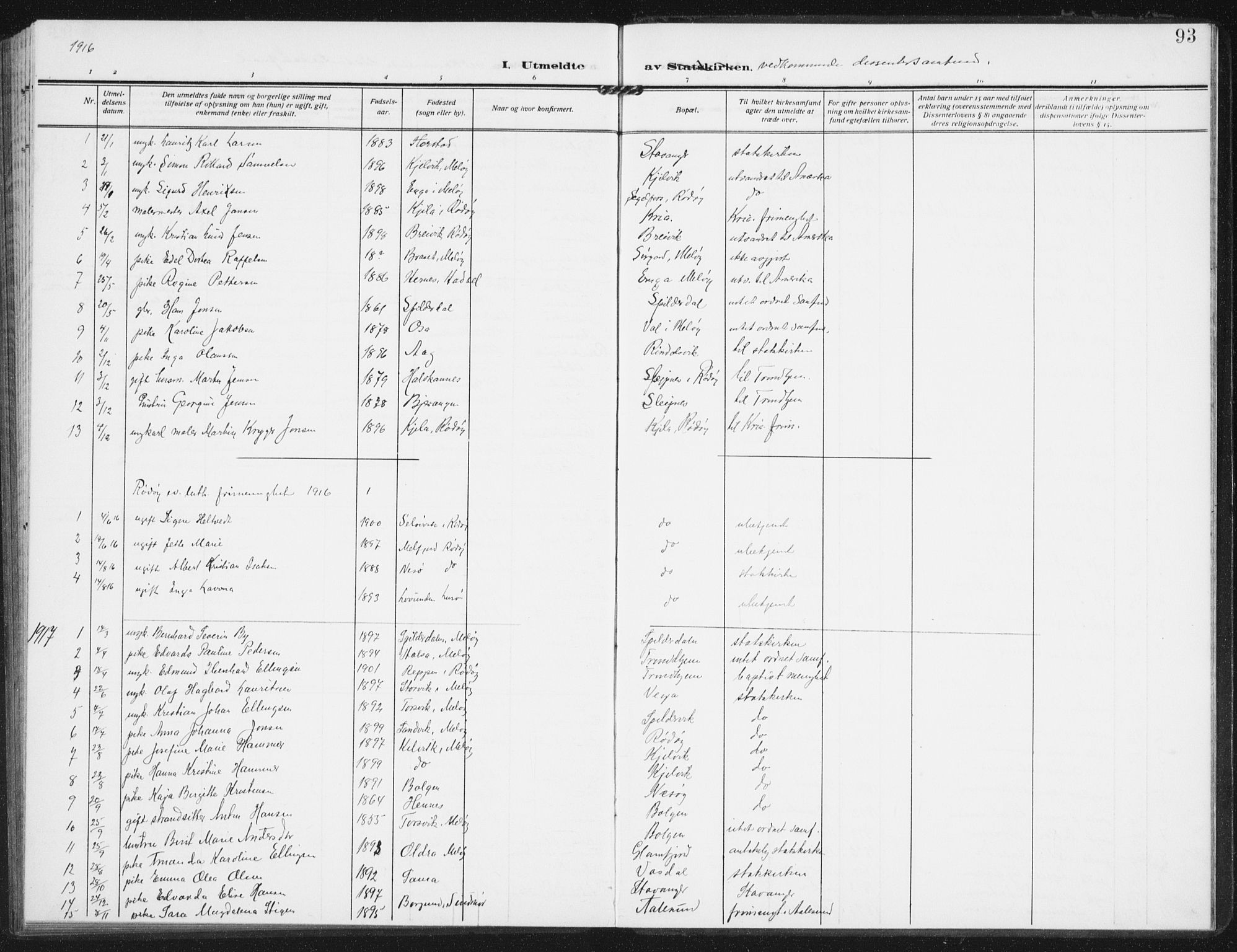 Ministerialprotokoller, klokkerbøker og fødselsregistre - Nordland, SAT/A-1459/843/L0629: Parish register (official) no. 843A04, 1907-1925, p. 93