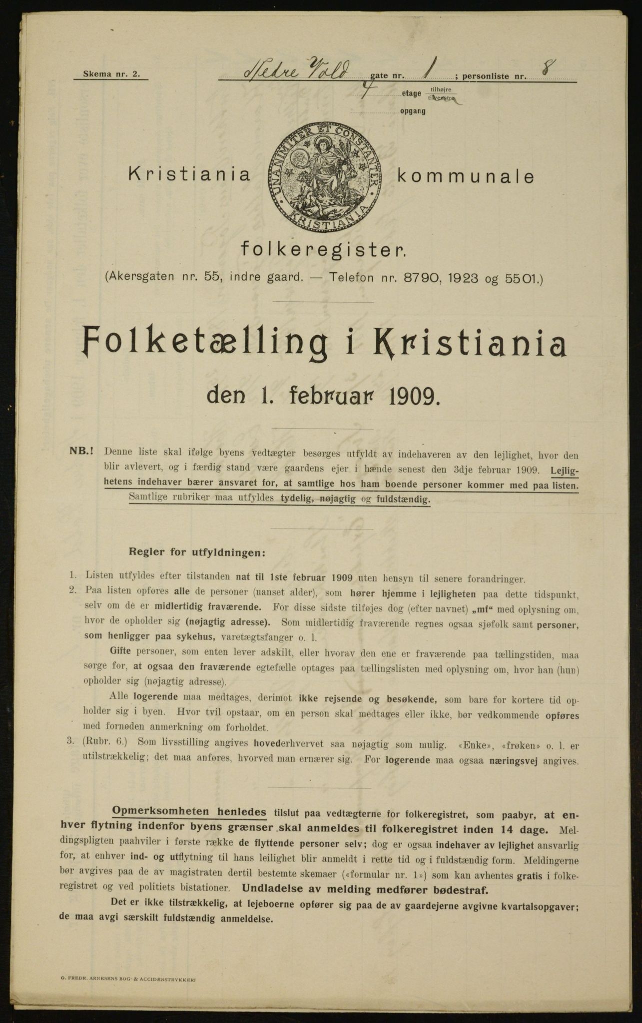 OBA, Municipal Census 1909 for Kristiania, 1909, p. 63057