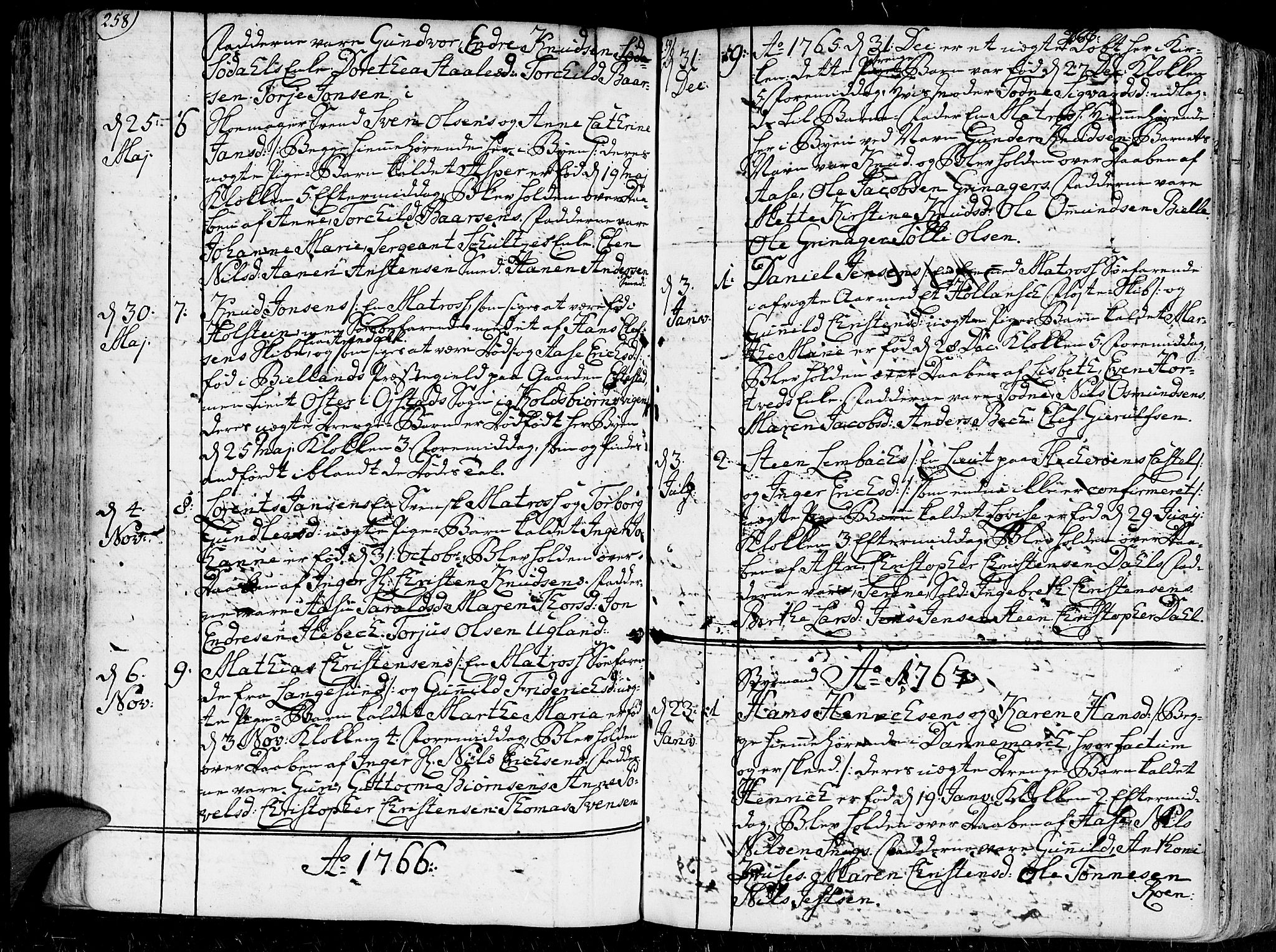 Kristiansand domprosti, SAK/1112-0006/F/Fa/L0001: Parish register (official) no. A 1, 1734-1793, p. 258-259