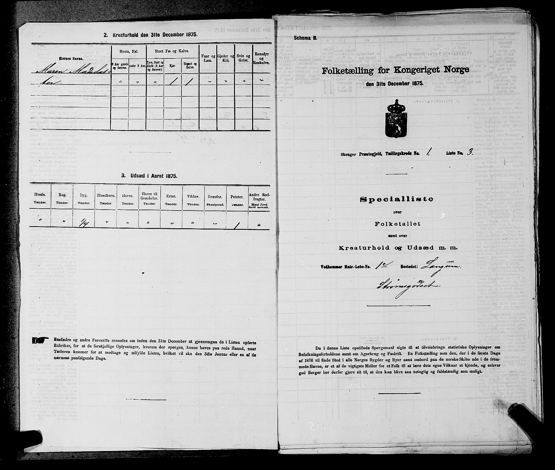 SAKO, 1875 census for 0712P Skoger, 1875, p. 46