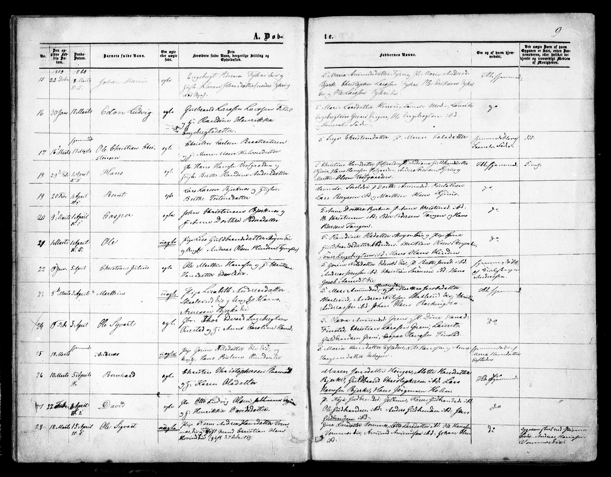 Nes prestekontor Kirkebøker, AV/SAO-A-10410/F/Fa/L0008: Parish register (official) no. I 8, 1859-1874, p. 9