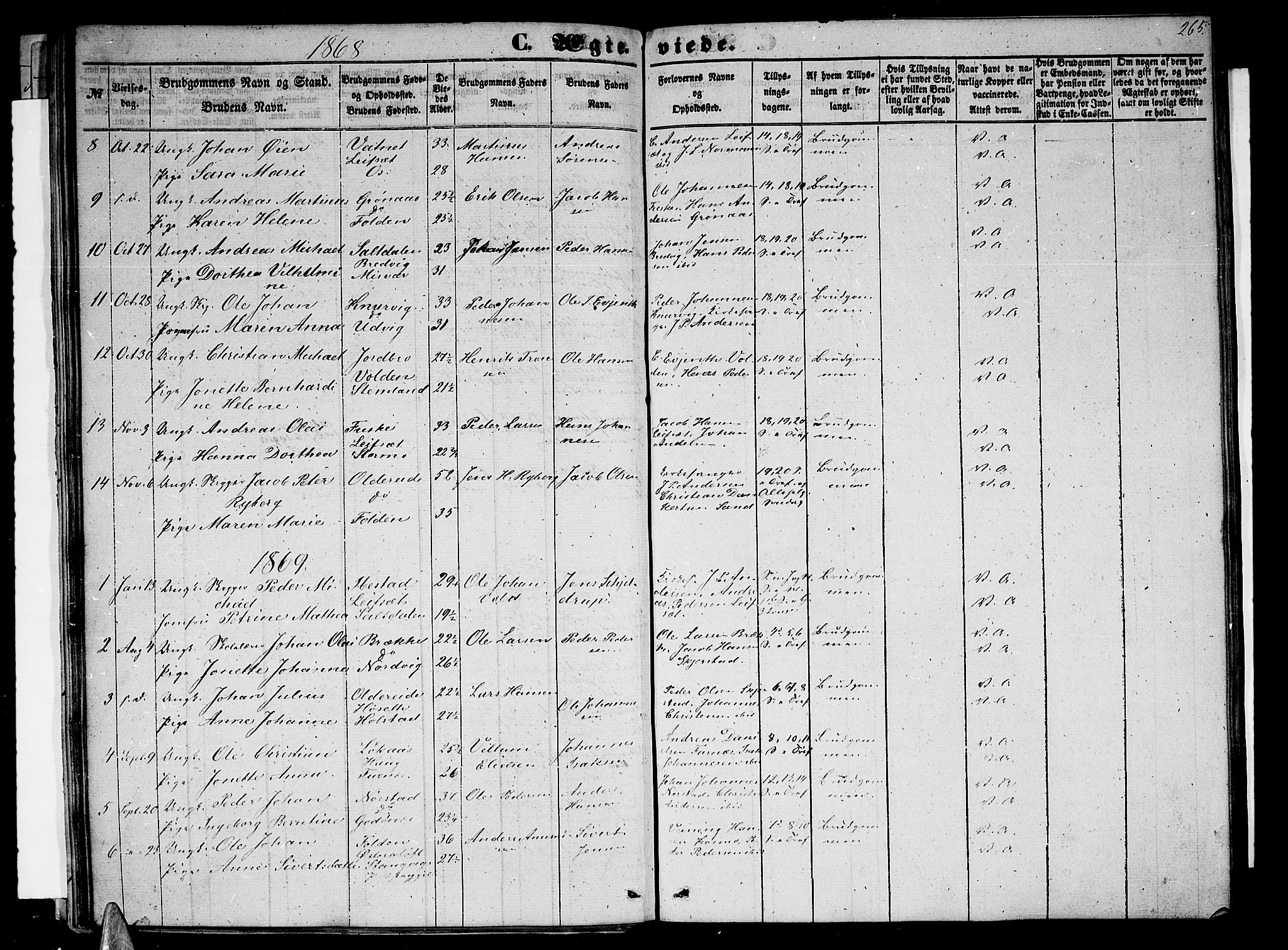 Ministerialprotokoller, klokkerbøker og fødselsregistre - Nordland, AV/SAT-A-1459/852/L0753: Parish register (copy) no. 852C04, 1856-1877, p. 265