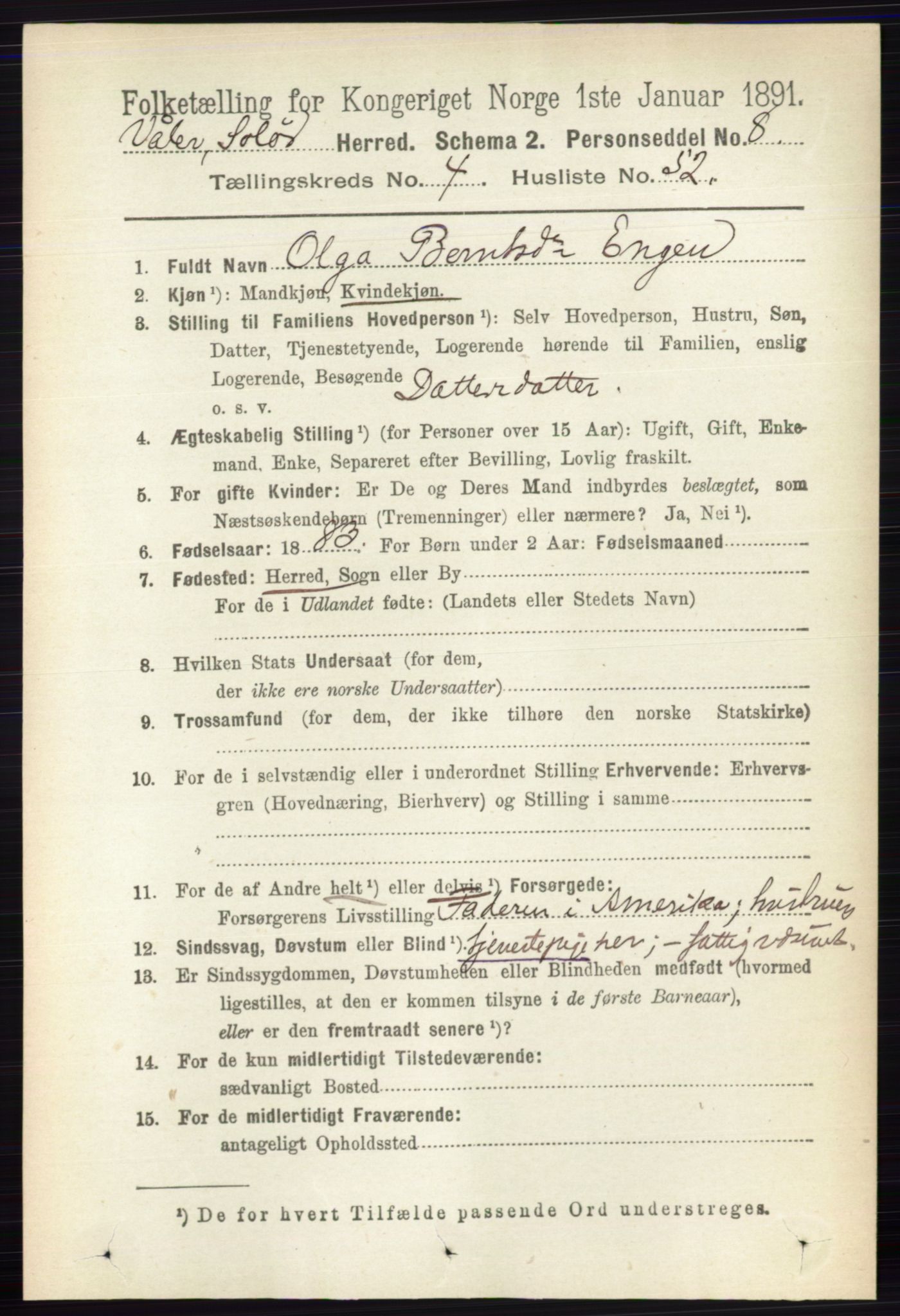 RA, 1891 census for 0426 Våler, 1891, p. 1790