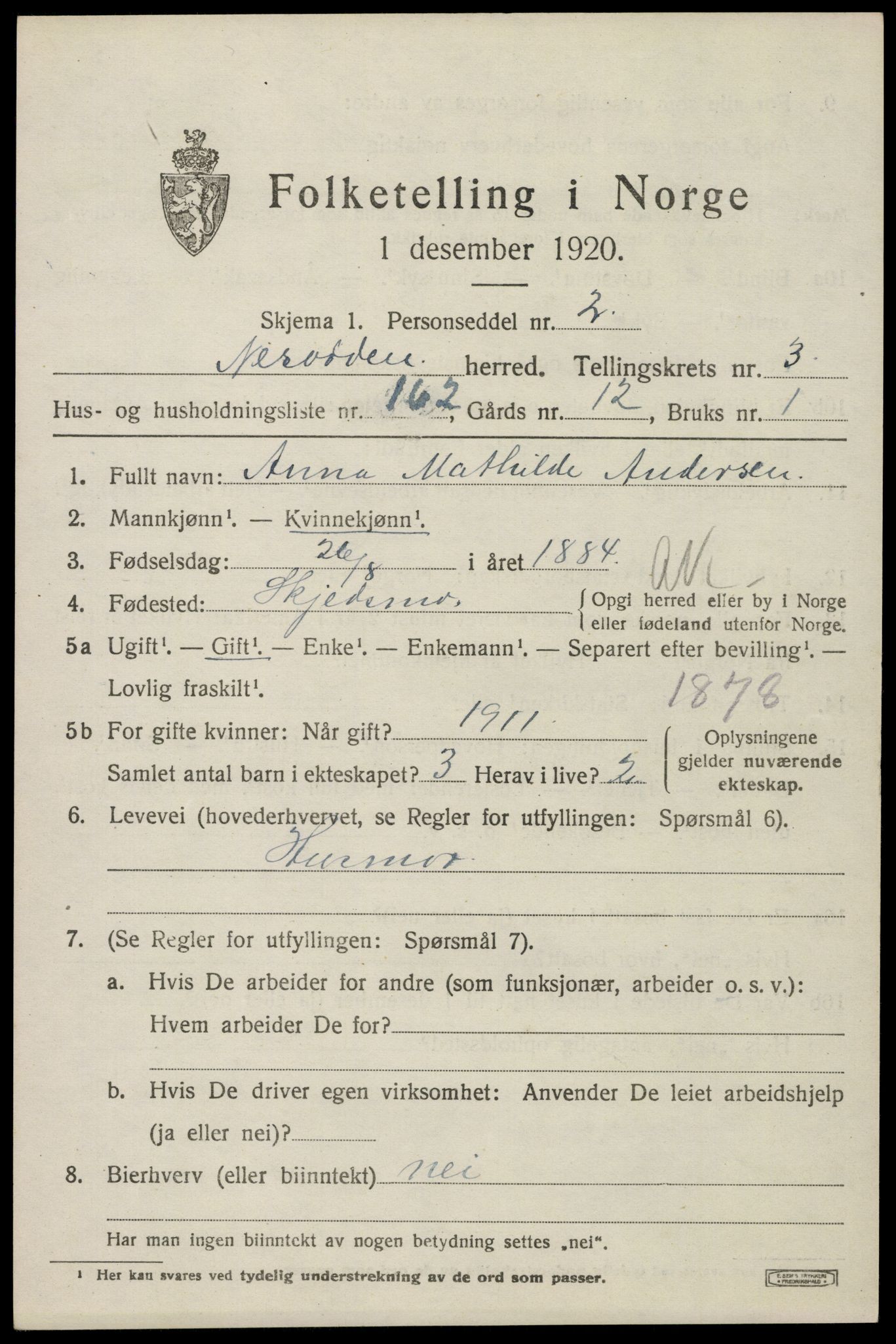 SAO, 1920 census for Nesodden, 1920, p. 4105