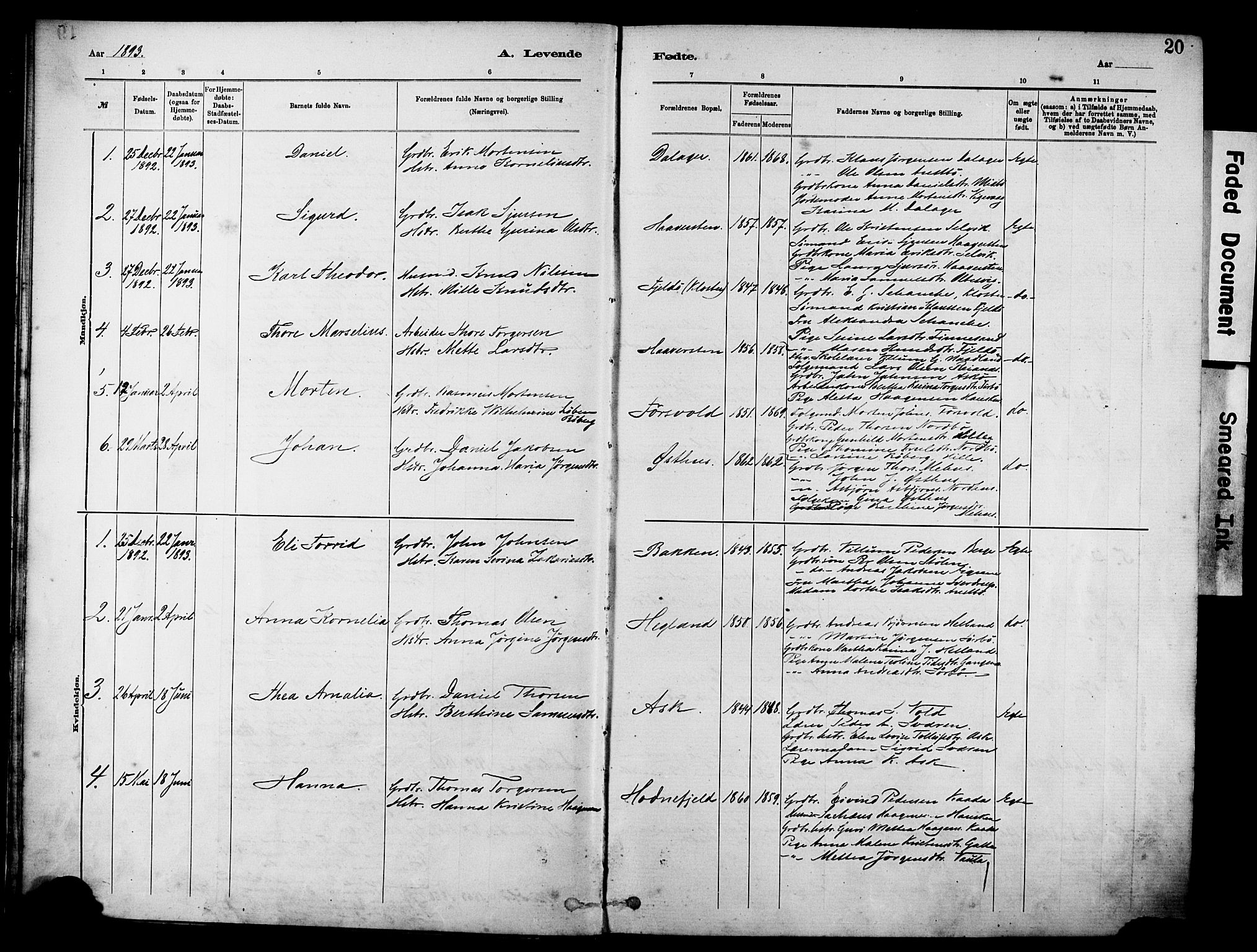 Rennesøy sokneprestkontor, SAST/A -101827/H/Ha/Haa/L0012: Parish register (official) no. A 13, 1885-1917, p. 20