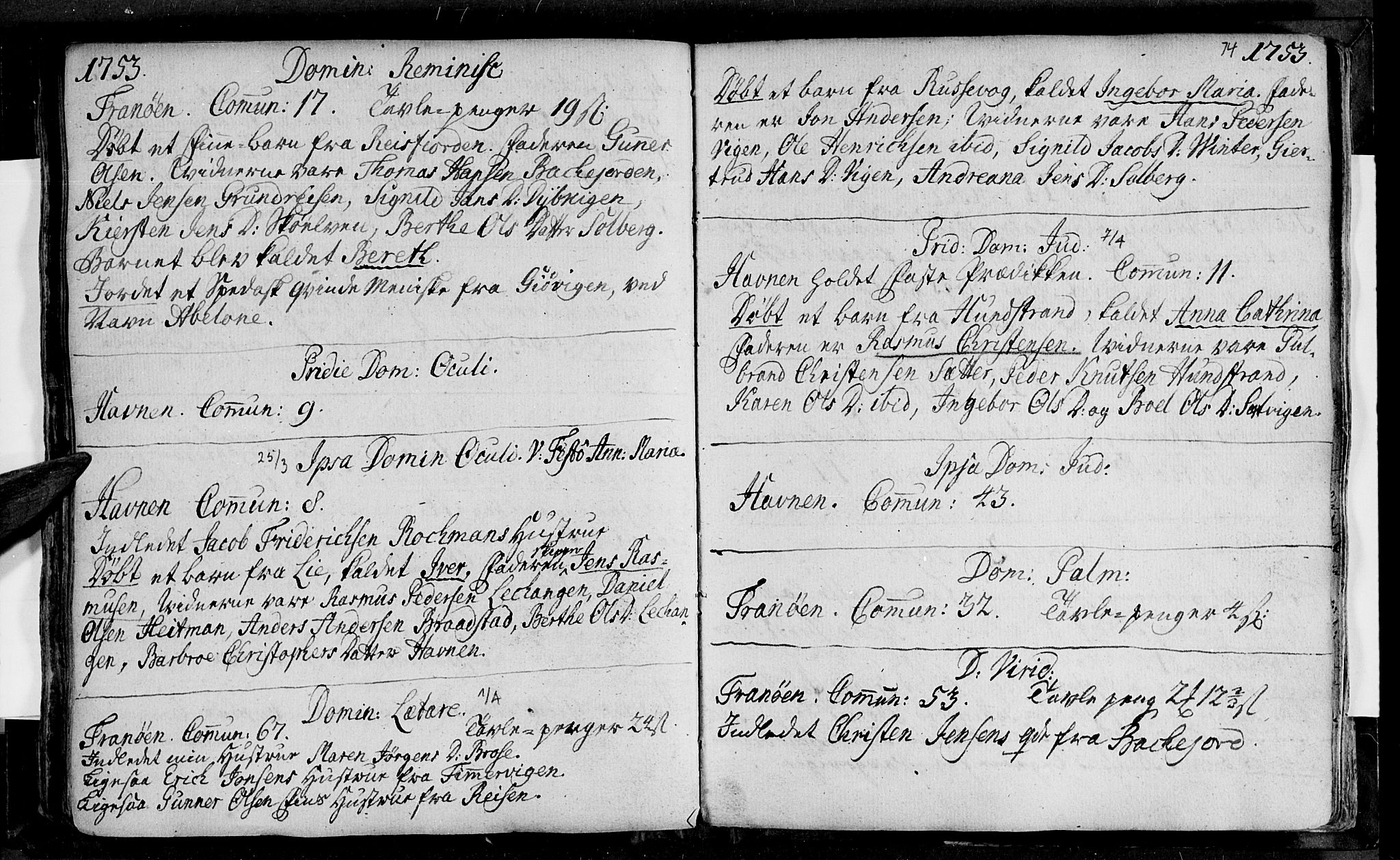 Ibestad sokneprestembete, AV/SATØ-S-0077/H/Ha/Haa/L0001kirke: Parish register (official) no. 1, 1744-1757, p. 74