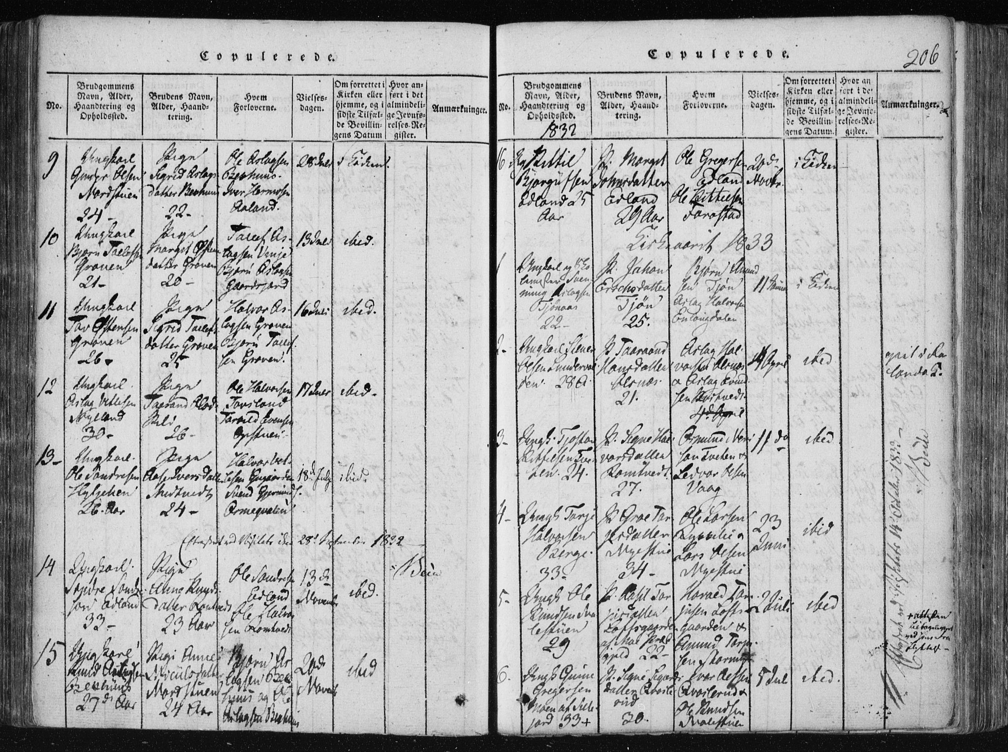 Vinje kirkebøker, SAKO/A-312/F/Fa/L0003: Parish register (official) no. I 3, 1814-1843, p. 206