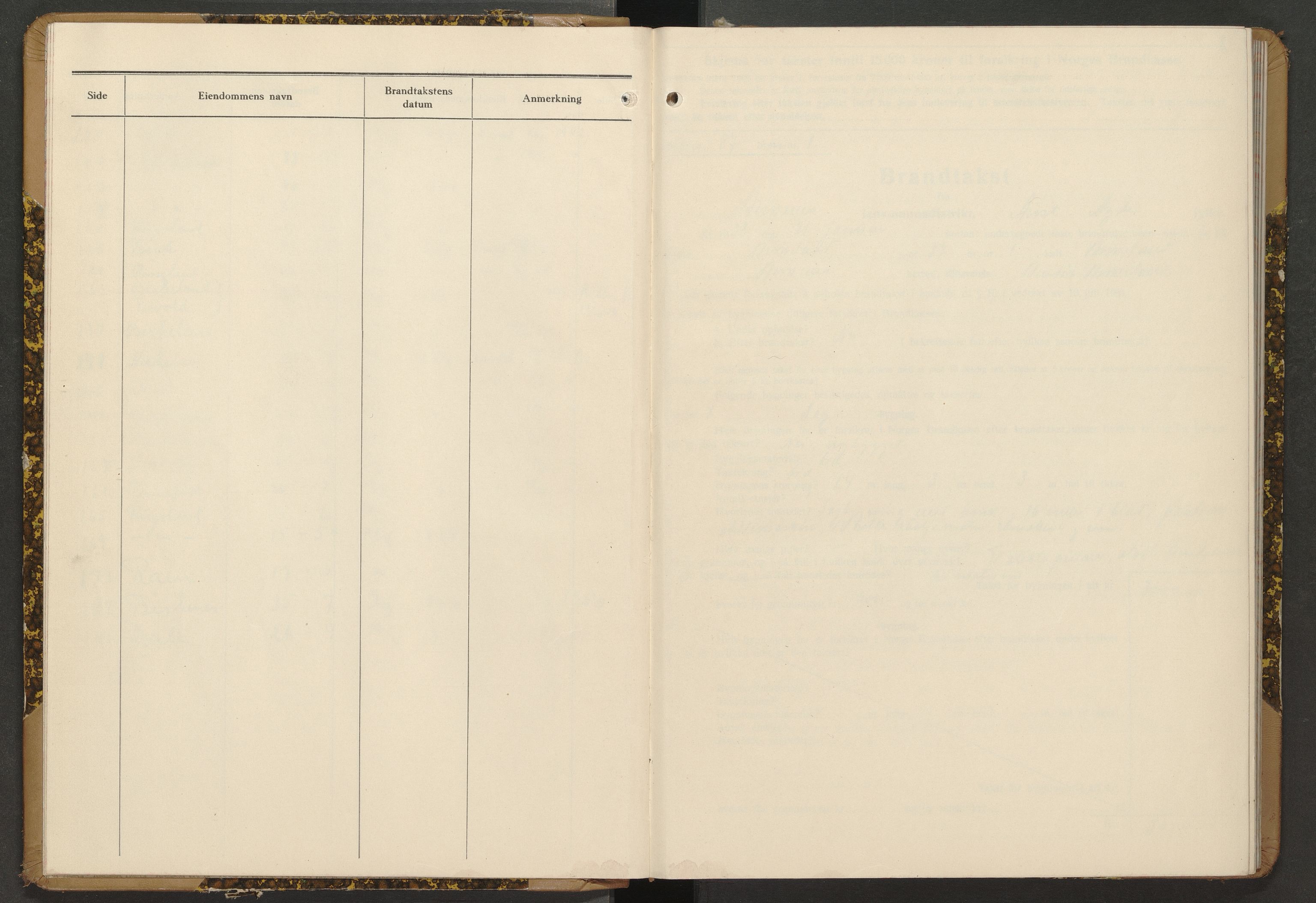 Norges Brannkasse Birkenes, AV/SAK-2241-0005/F/Fa/L0013: Branntakstprotokoll nr. 13 med gårdsnavnregister, 1938-1951