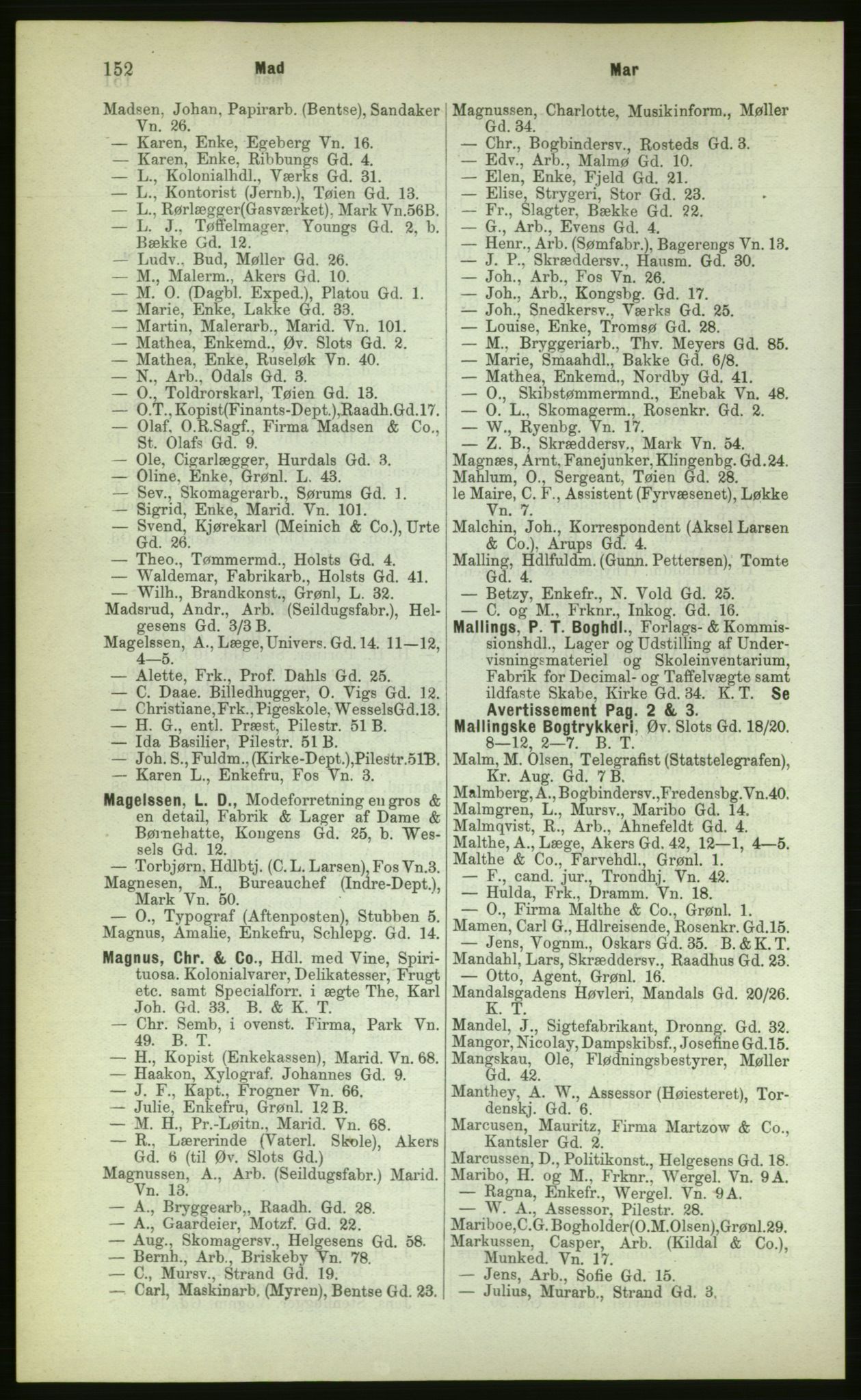 Kristiania/Oslo adressebok, PUBL/-, 1883, p. 152