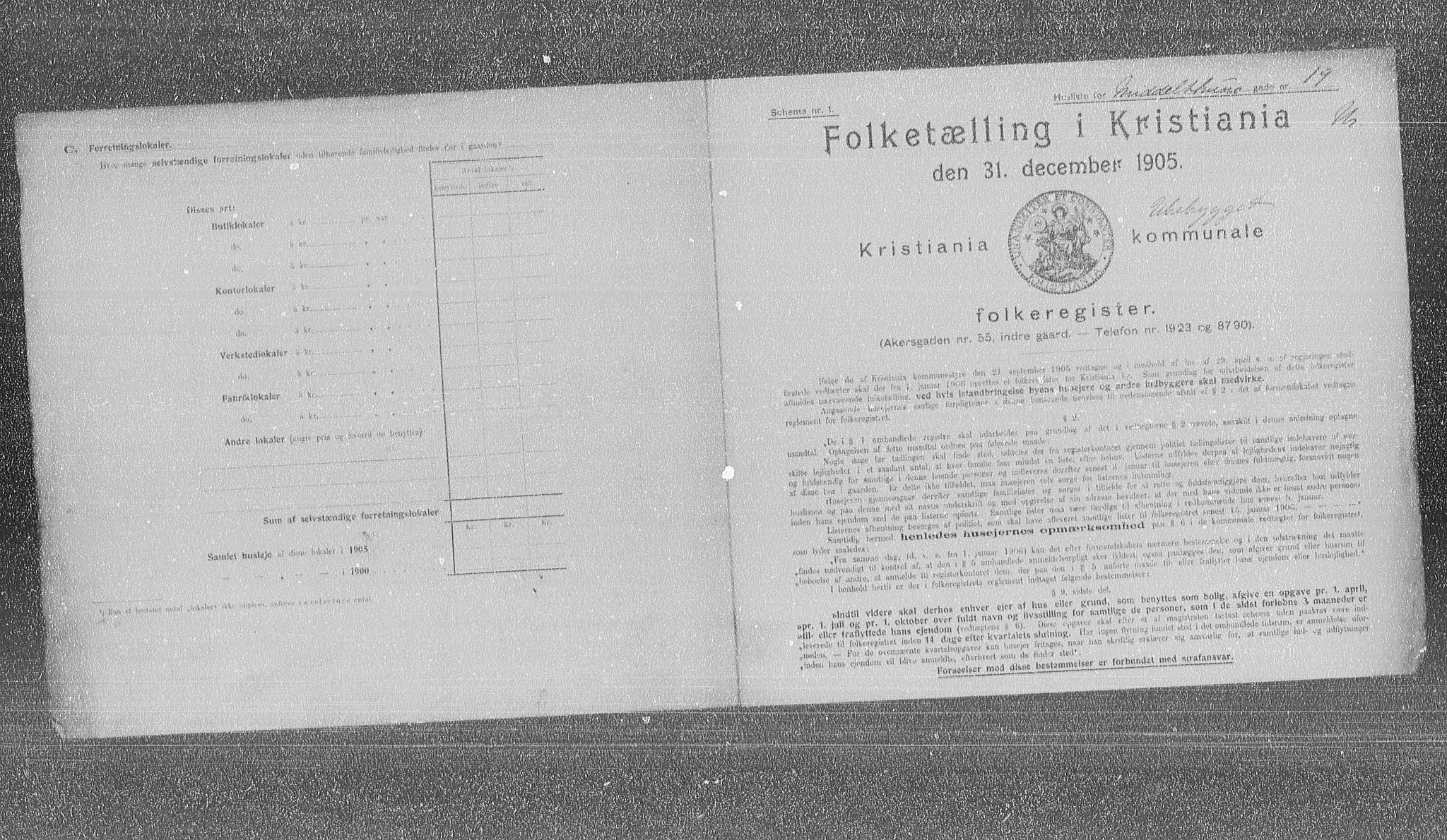 OBA, Municipal Census 1905 for Kristiania, 1905, p. 34352