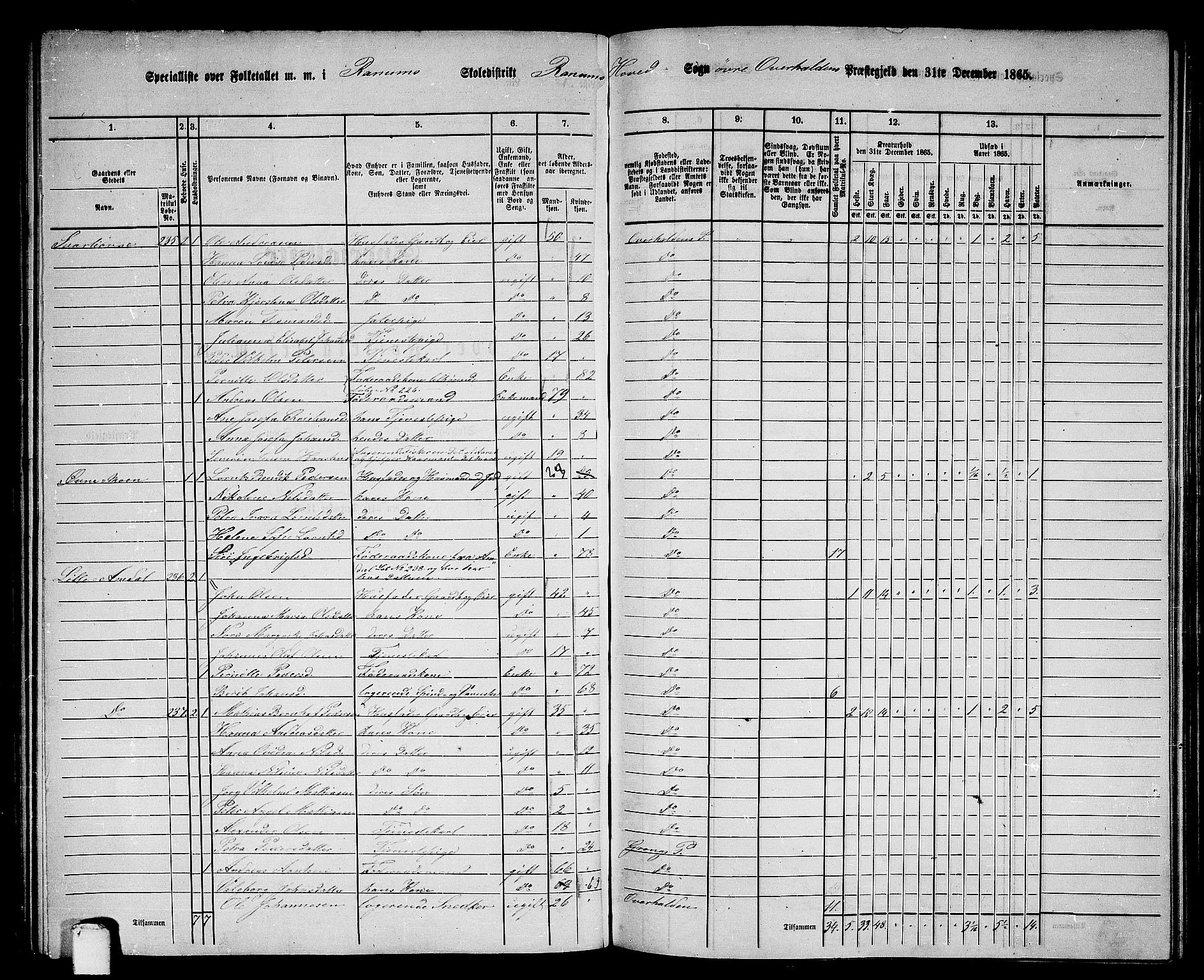 RA, 1865 census for Overhalla, 1865, p. 21