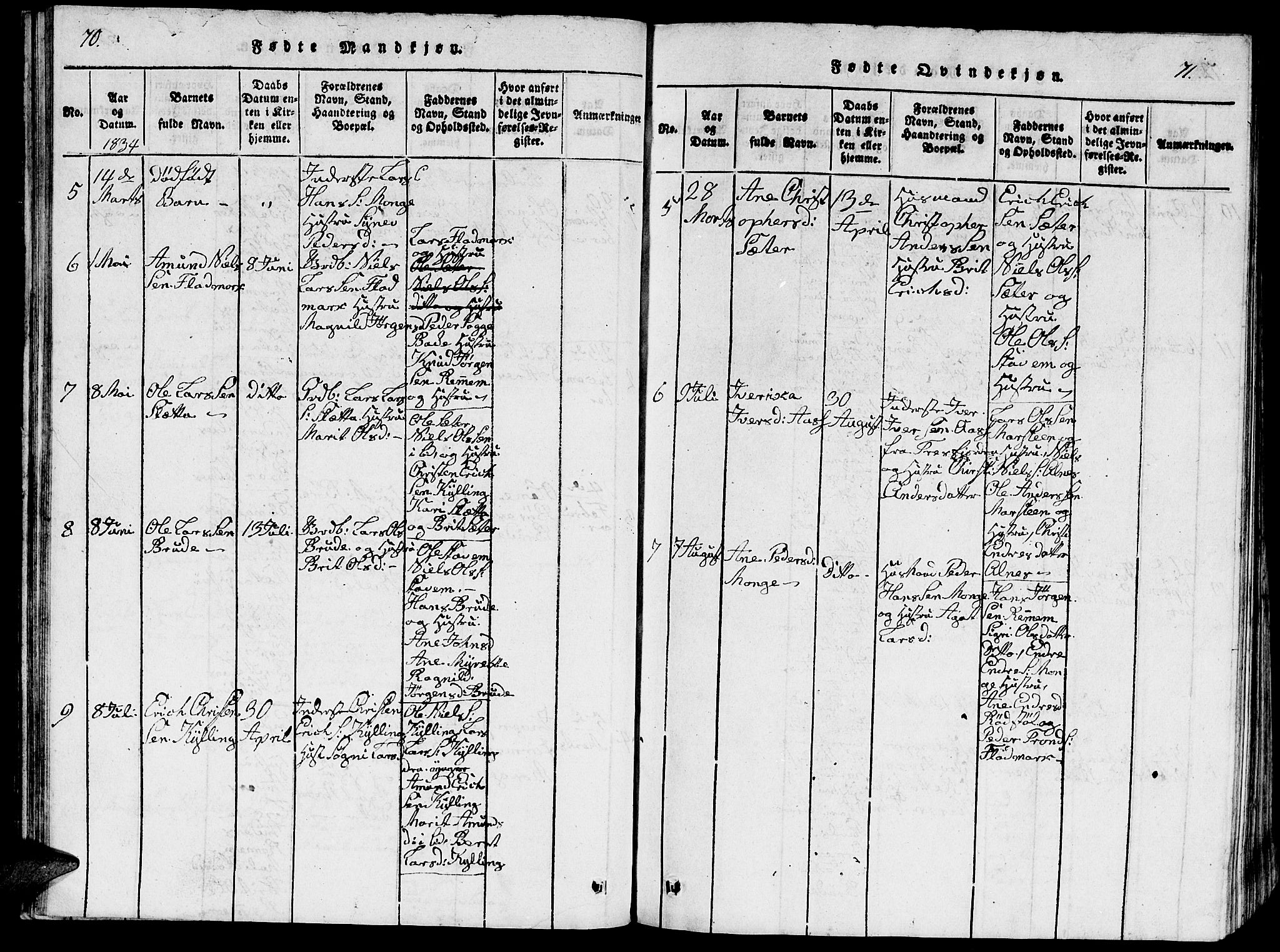 Ministerialprotokoller, klokkerbøker og fødselsregistre - Møre og Romsdal, AV/SAT-A-1454/546/L0595: Parish register (copy) no. 546C01, 1818-1836, p. 70-71