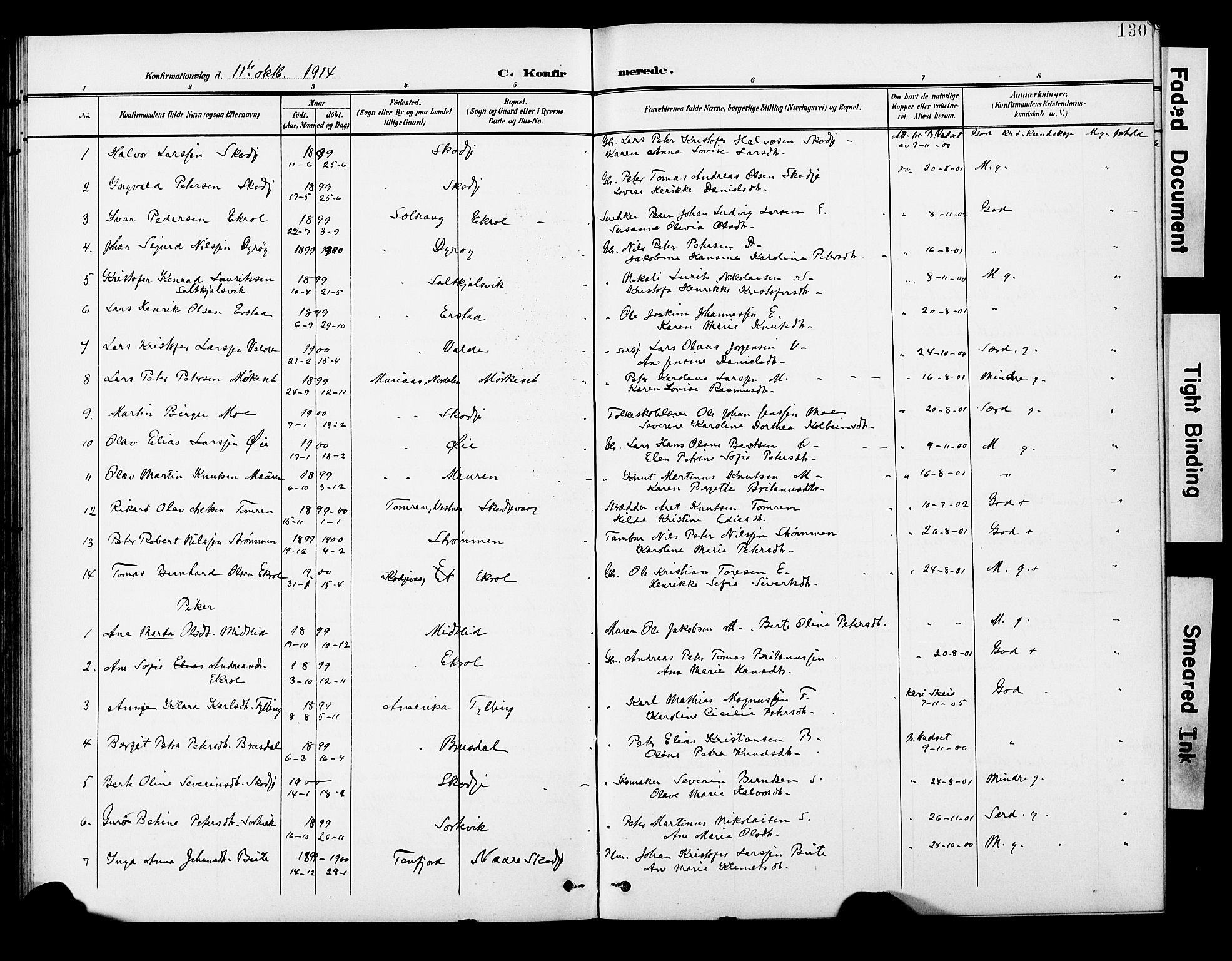 Ministerialprotokoller, klokkerbøker og fødselsregistre - Møre og Romsdal, SAT/A-1454/524/L0366: Parish register (copy) no. 524C07, 1900-1931, p. 130