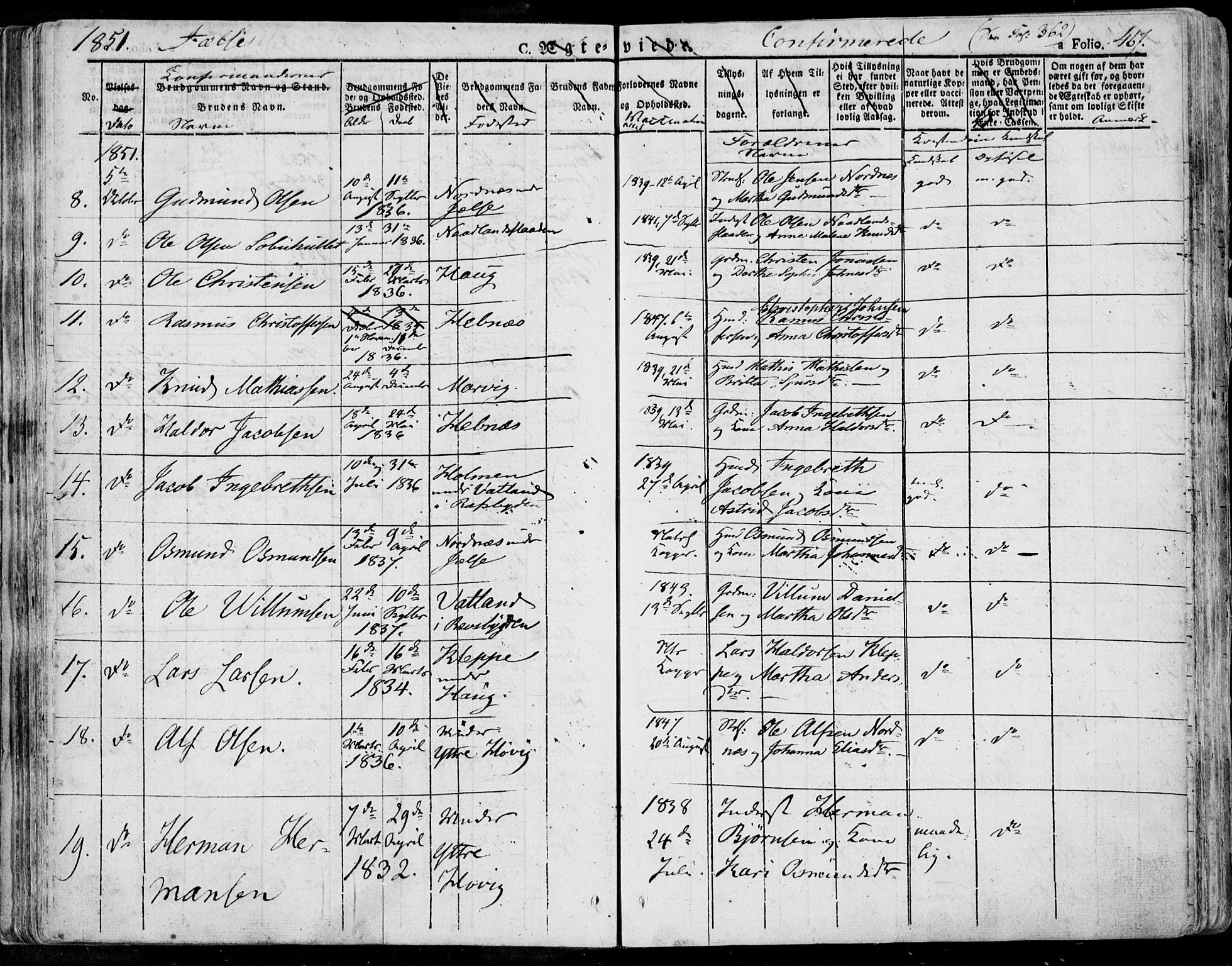 Jelsa sokneprestkontor, SAST/A-101842/01/IV: Parish register (official) no. A 6.2, 1828-1853, p. 467
