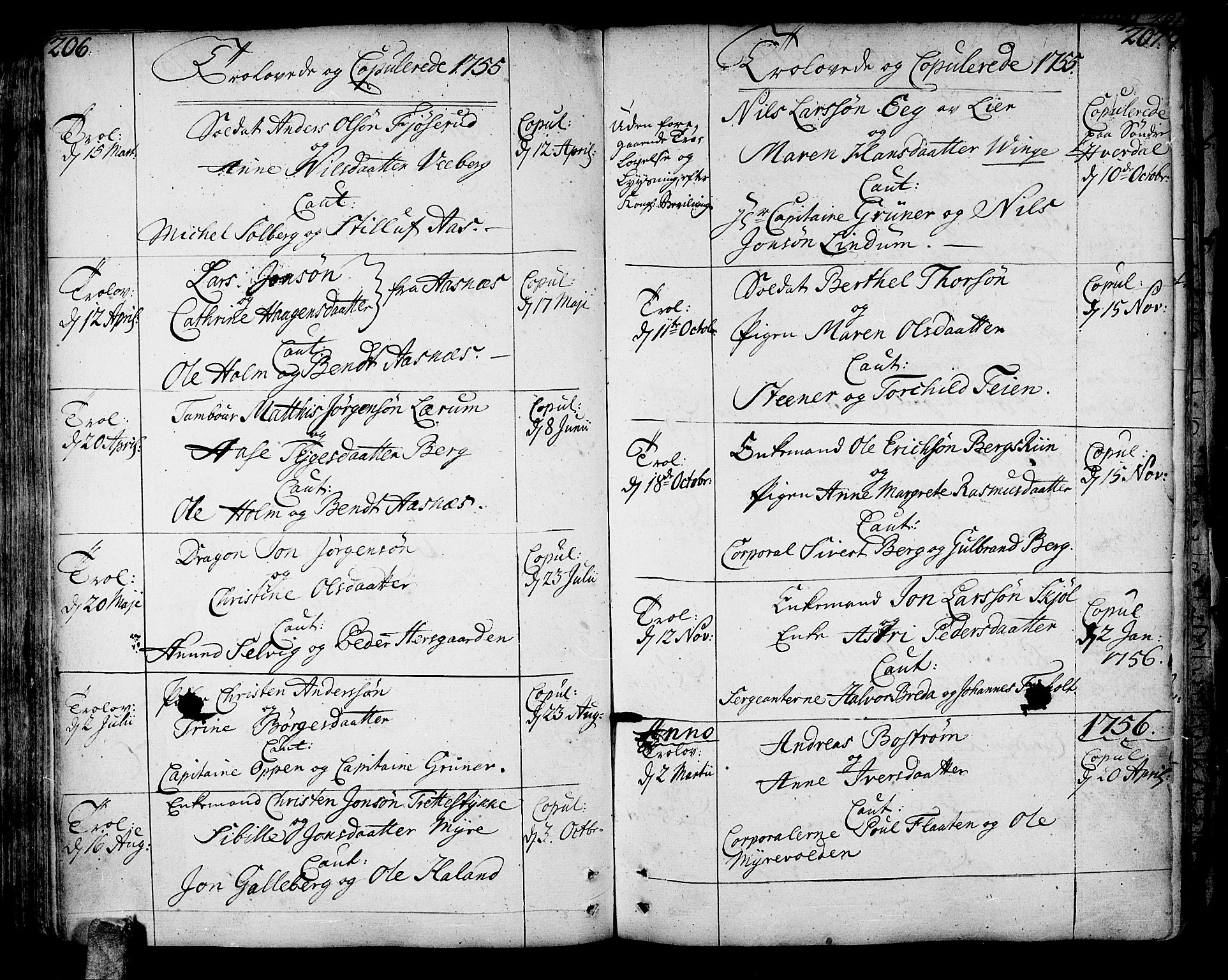 Sande Kirkebøker, AV/SAKO-A-53/F/Fa/L0001: Parish register (official) no. 1, 1753-1803, p. 206-207