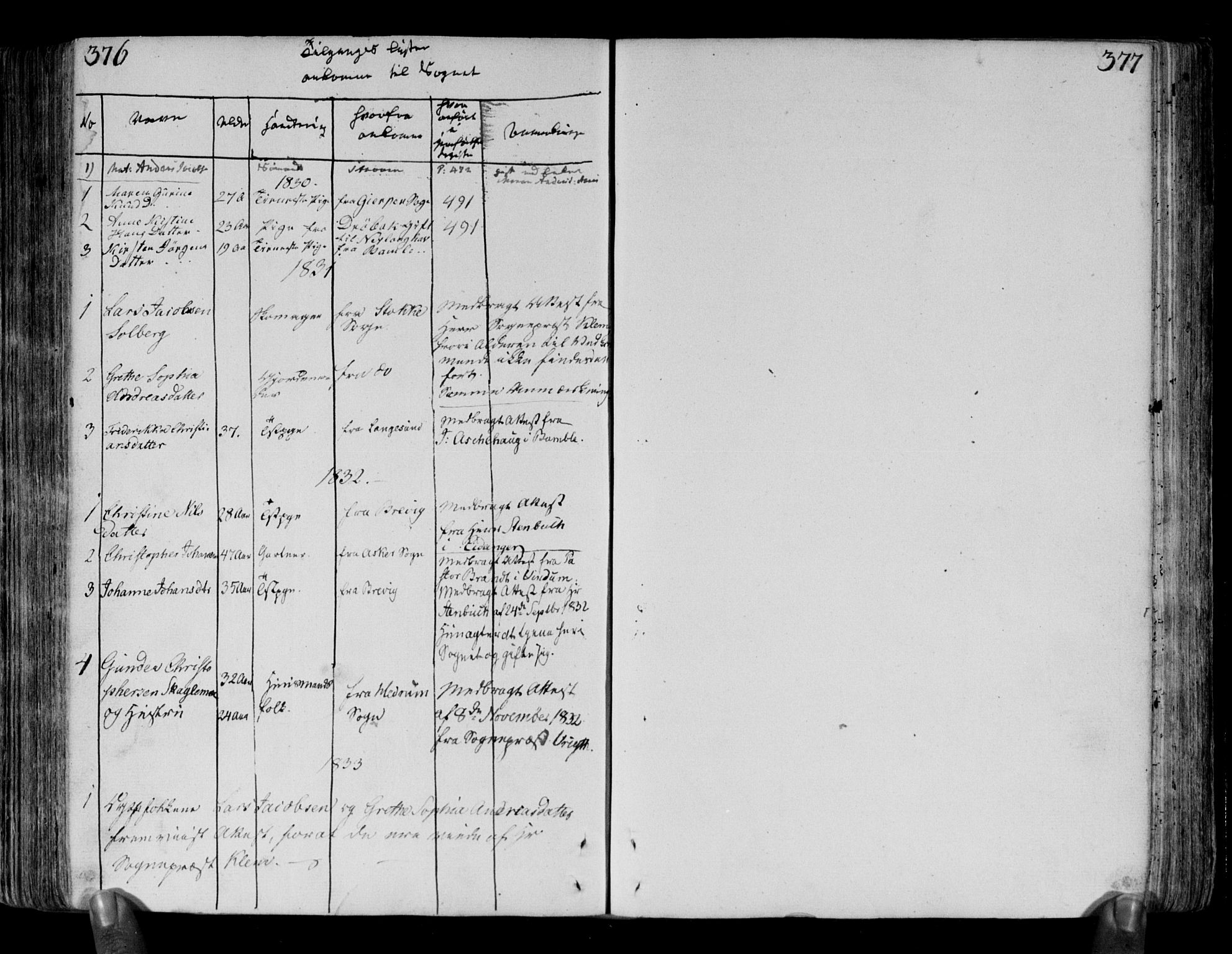 Brunlanes kirkebøker, SAKO/A-342/F/Fa/L0002: Parish register (official) no. I 2, 1802-1834, p. 376-377