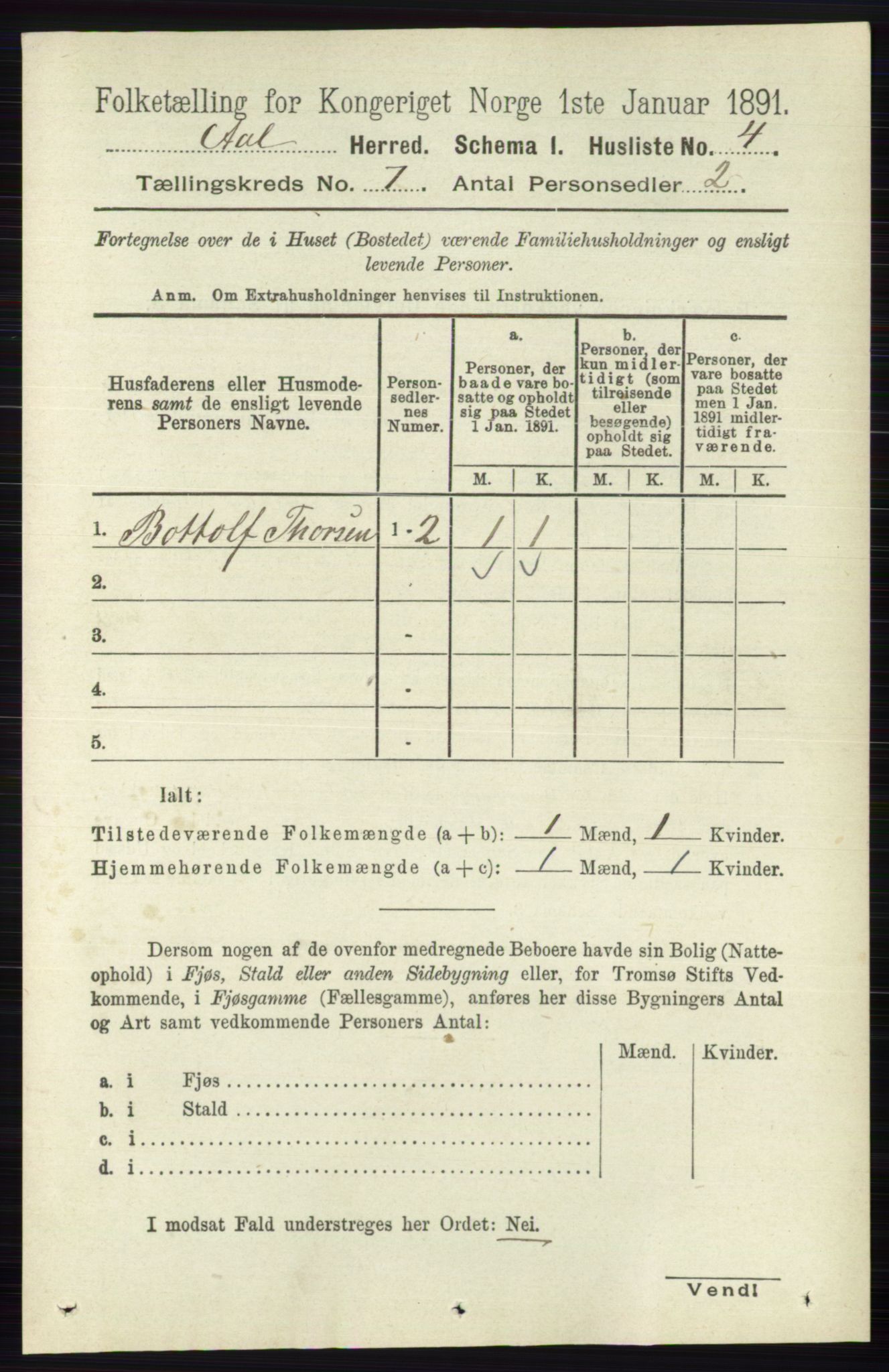 RA, 1891 census for 0619 Ål, 1891, p. 1785