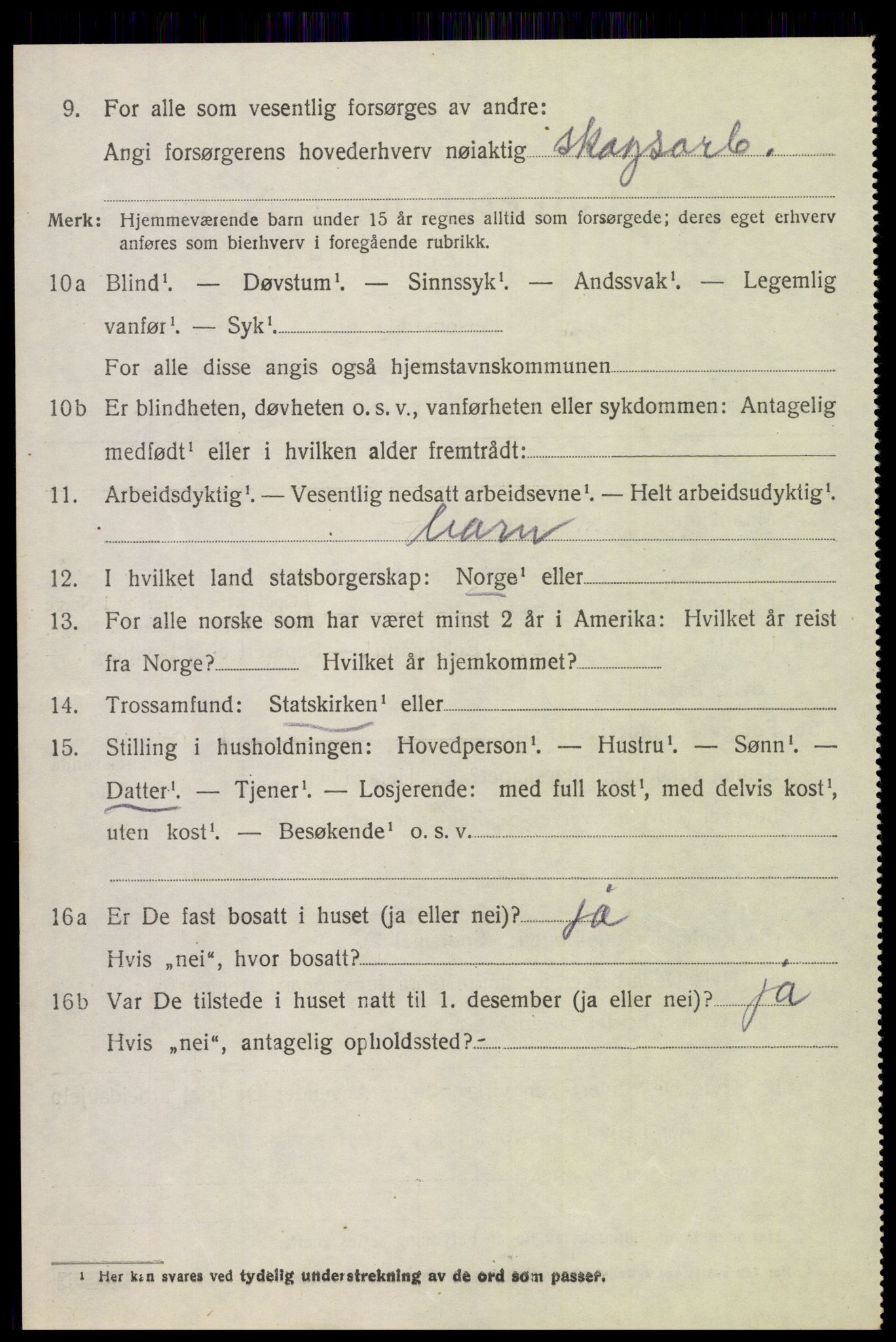 SAH, 1920 census for Vardal, 1920, p. 3852