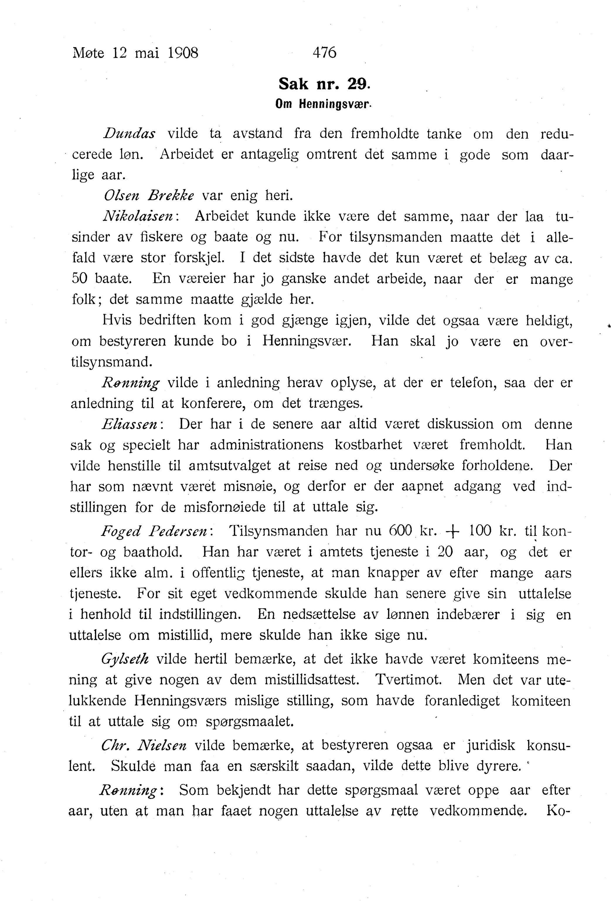 Nordland Fylkeskommune. Fylkestinget, AIN/NFK-17/176/A/Ac/L0031: Fylkestingsforhandlinger 1908, 1908