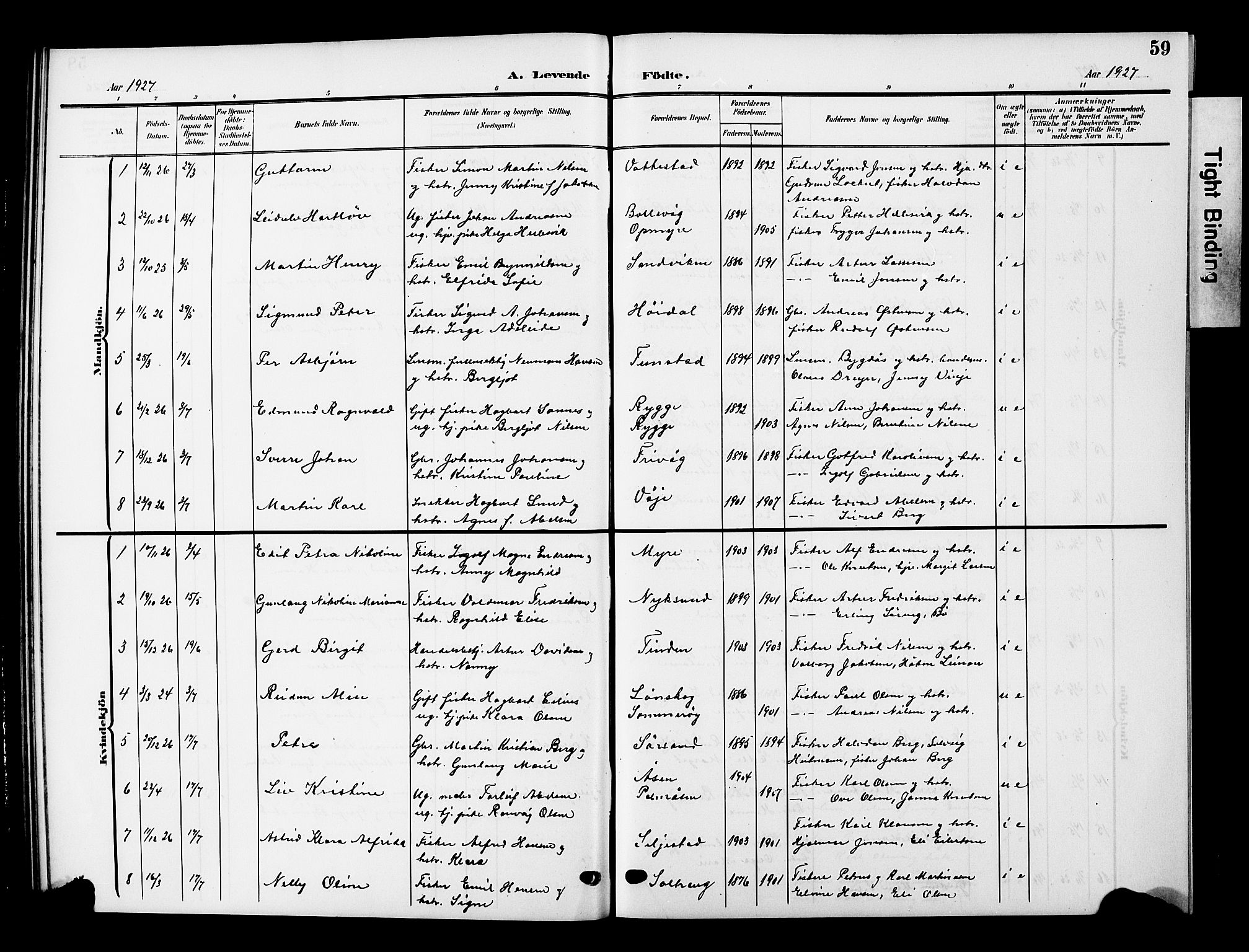 Ministerialprotokoller, klokkerbøker og fødselsregistre - Nordland, AV/SAT-A-1459/893/L1350: Parish register (copy) no. 893C05, 1906-1927, p. 59