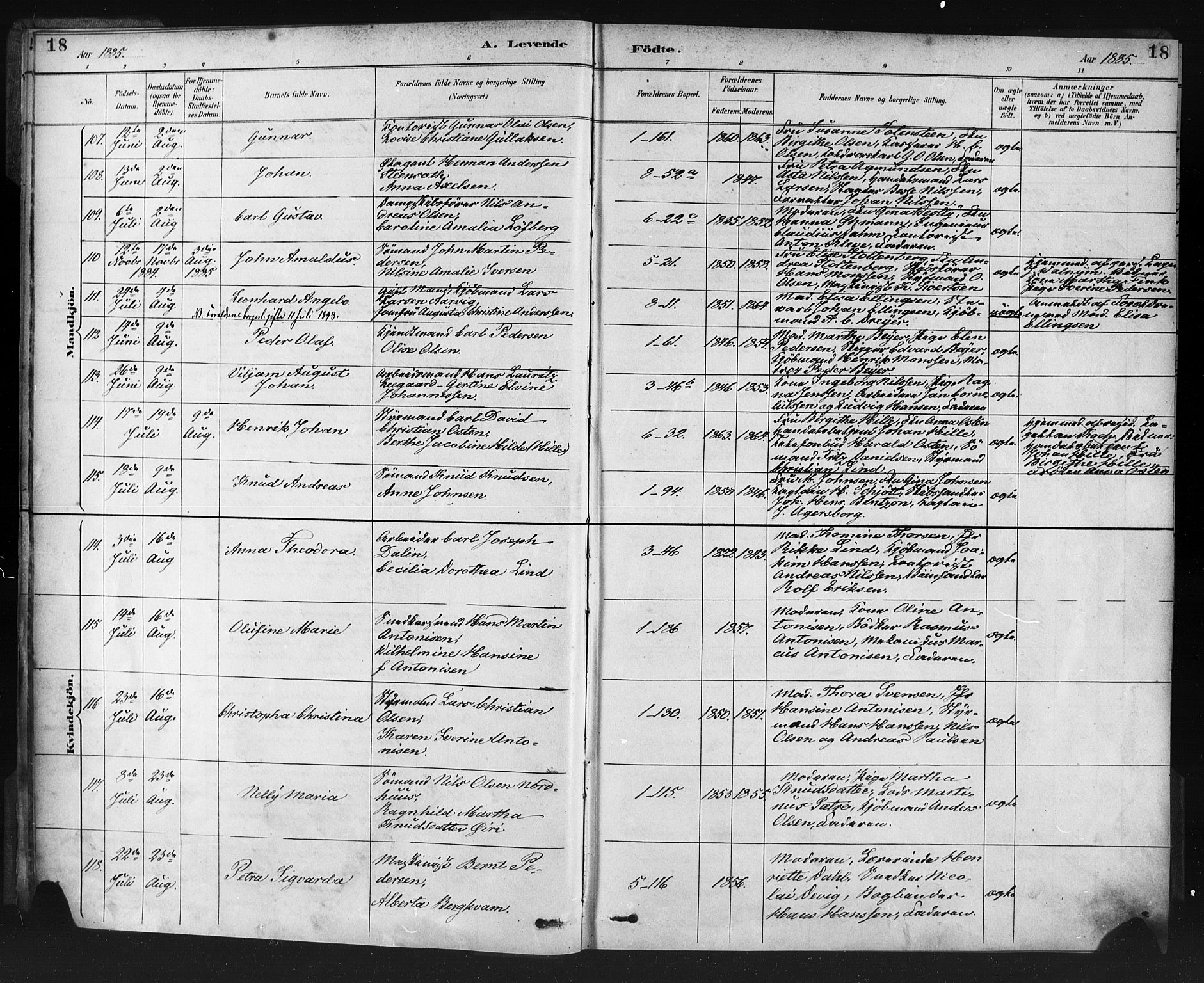 Nykirken Sokneprestembete, AV/SAB-A-77101/H/Haa: Parish register (official) no. B 5, 1885-1894, p. 18