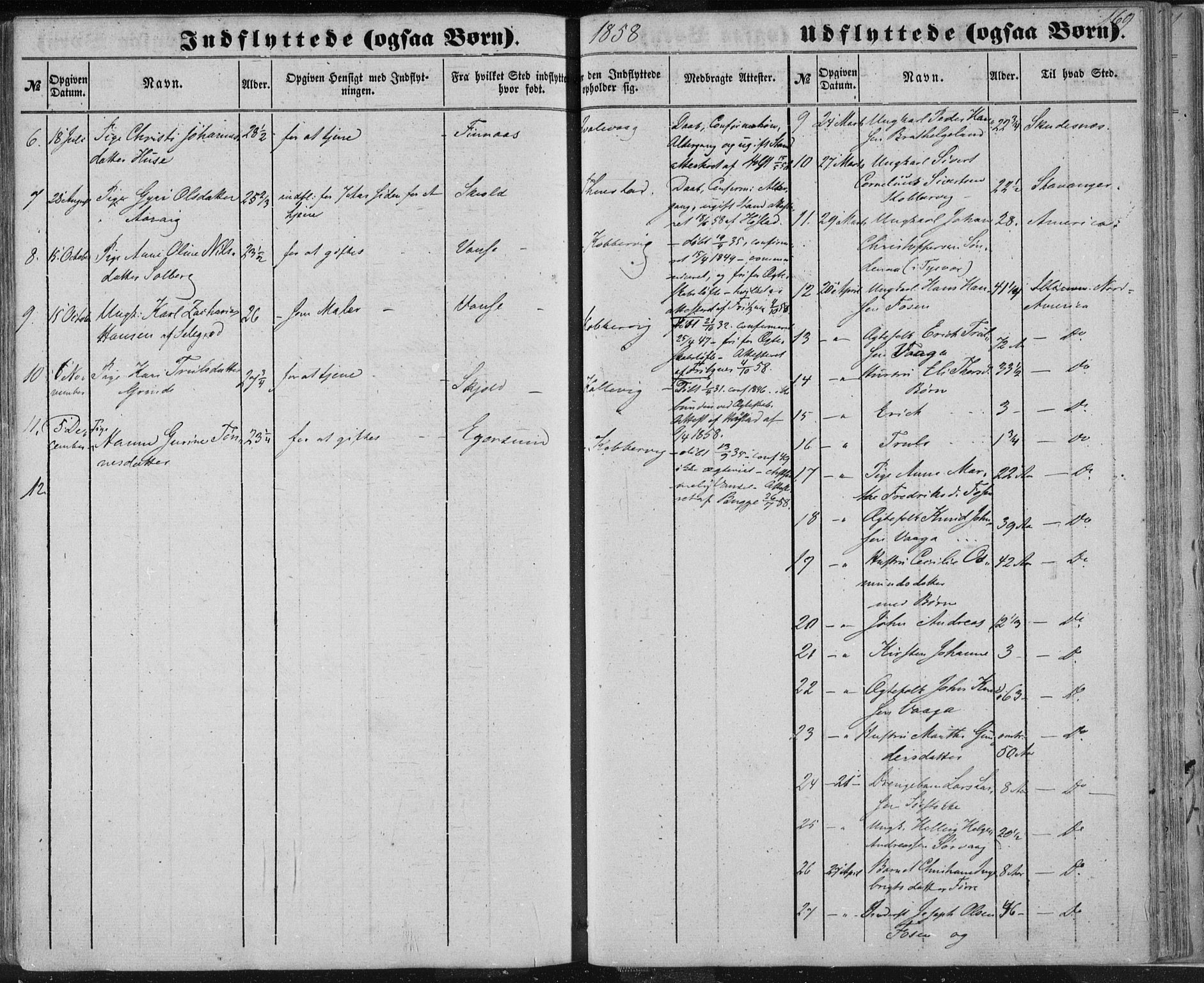 Avaldsnes sokneprestkontor, SAST/A -101851/H/Ha/Haa/L0010: Parish register (official) no. A 10, 1857-1876, p. 169