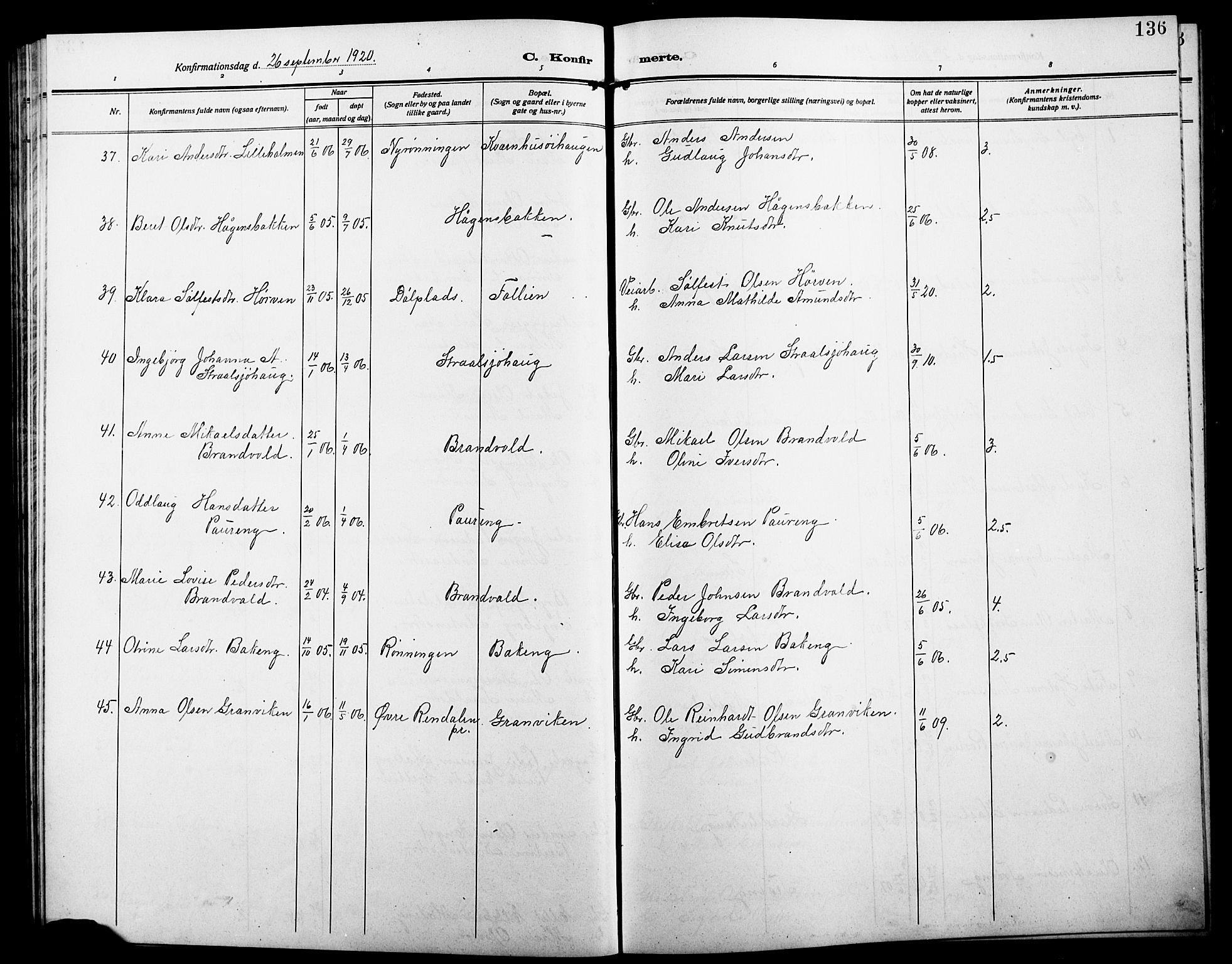 Alvdal prestekontor, SAH/PREST-060/H/Ha/Hab/L0005: Parish register (copy) no. 5, 1908-1923, p. 136