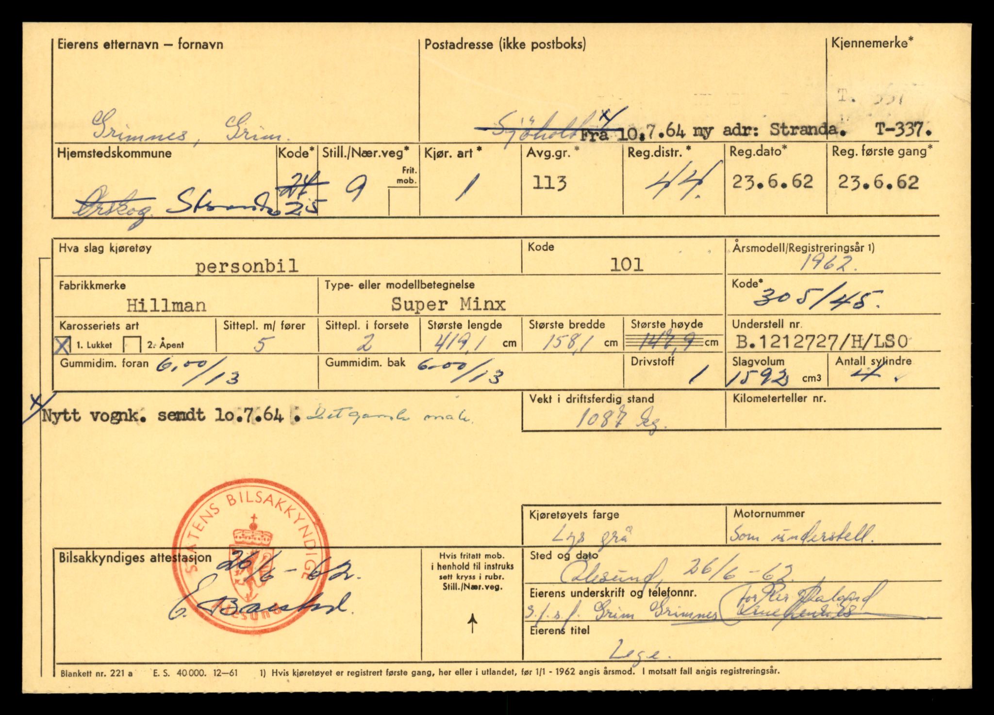 Møre og Romsdal vegkontor - Ålesund trafikkstasjon, SAT/A-4099/F/Fe/L0003: Registreringskort for kjøretøy T 232 - T 340, 1927-1998, p. 2420