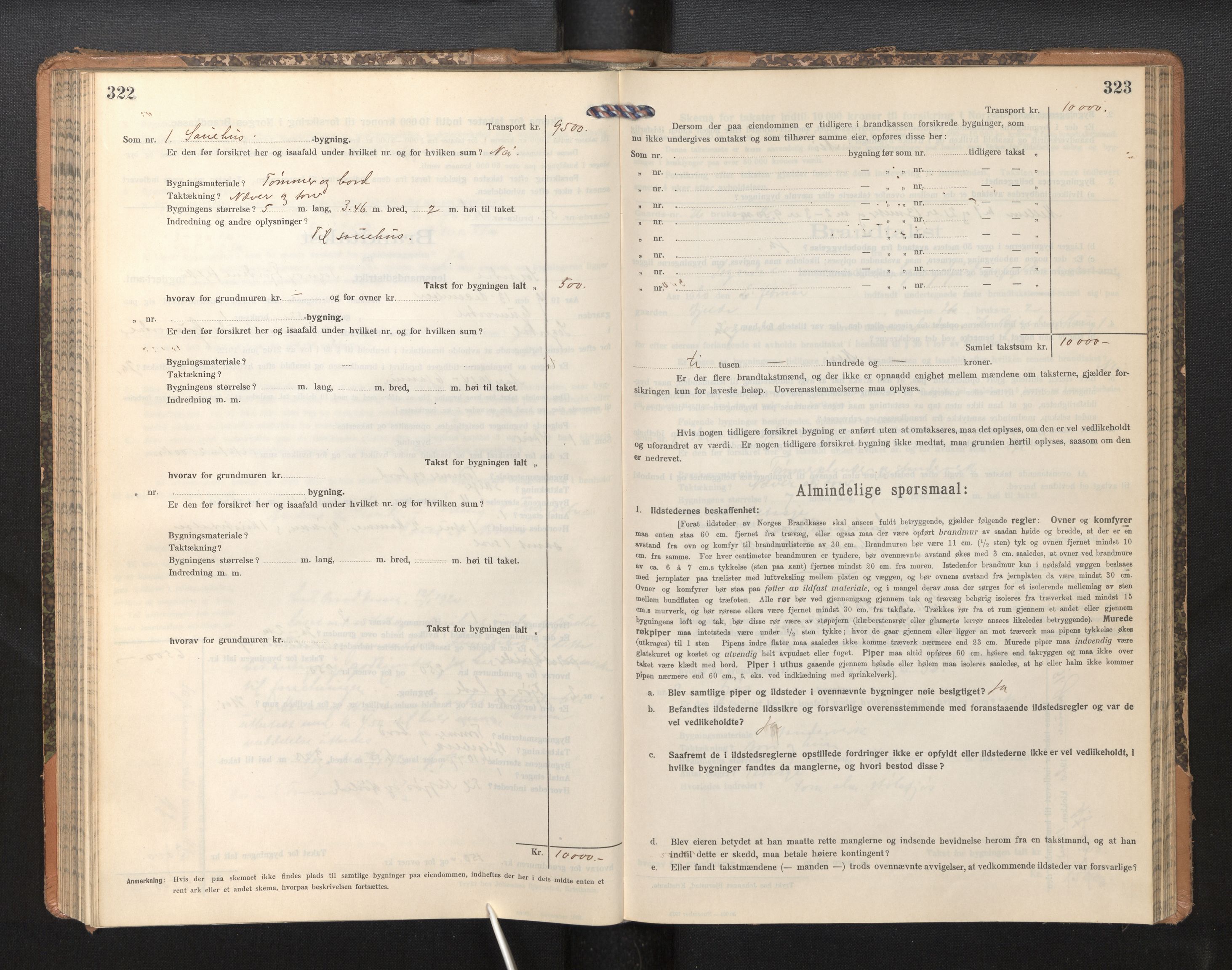 Lensmannen i Sogndal, AV/SAB-A-29901/0012/L0011: Branntakstprotokoll, skjematakst, 1914-1922, p. 322-323