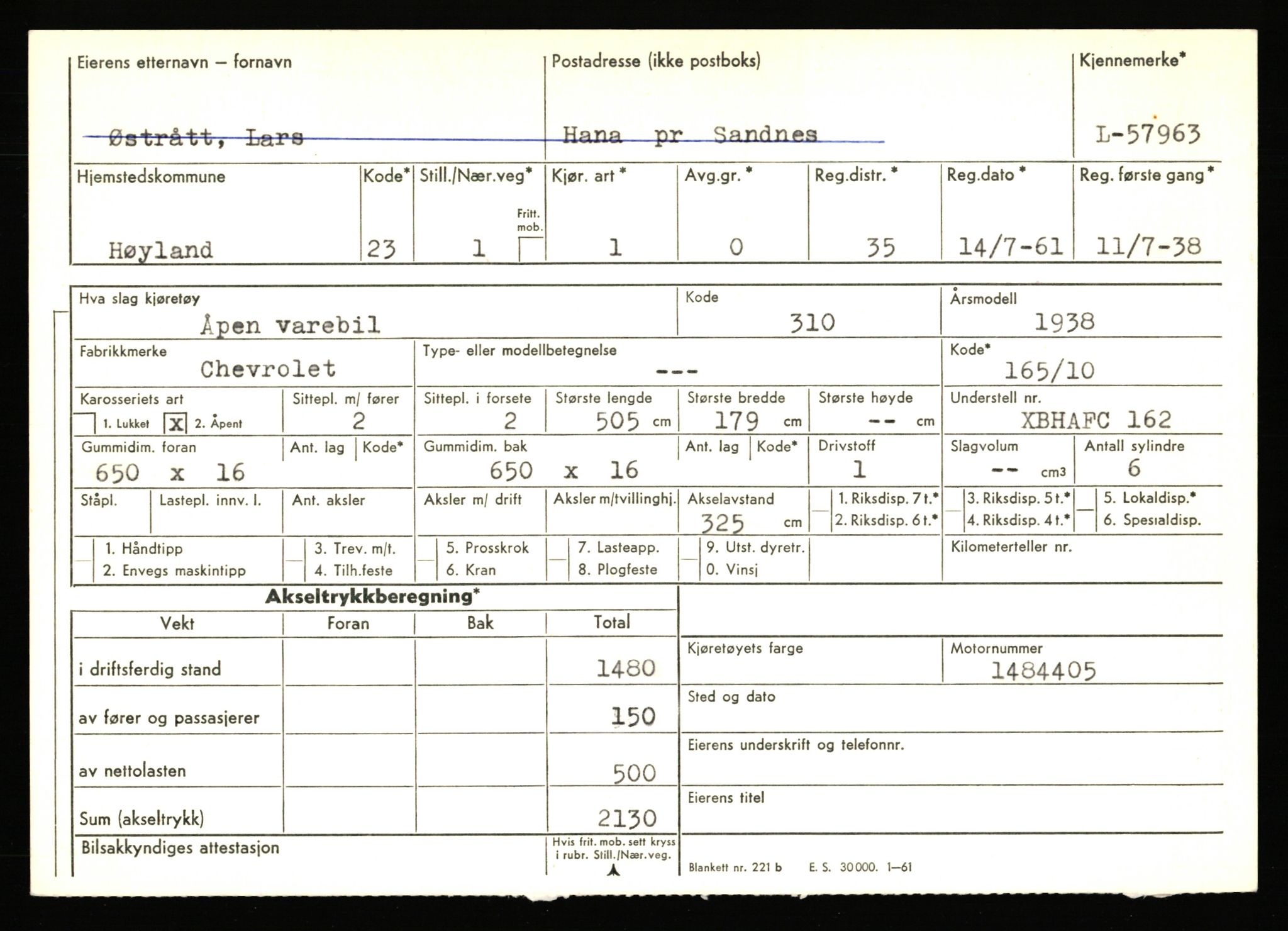 Stavanger trafikkstasjon, AV/SAST-A-101942/0/F/L0057: L-57200 - L-57999, 1930-1971, p. 2271