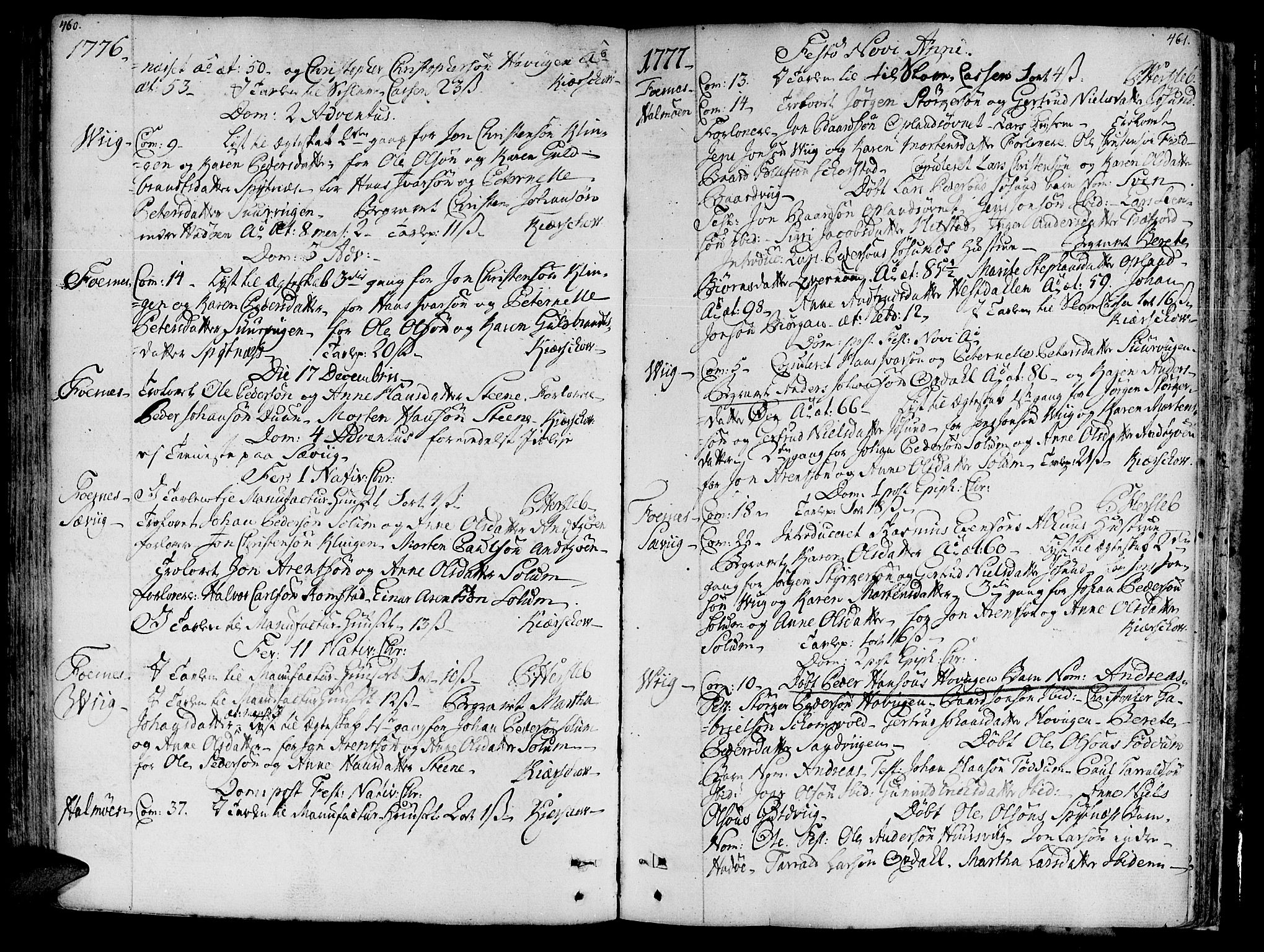 Ministerialprotokoller, klokkerbøker og fødselsregistre - Nord-Trøndelag, SAT/A-1458/773/L0607: Parish register (official) no. 773A01, 1751-1783, p. 460-461