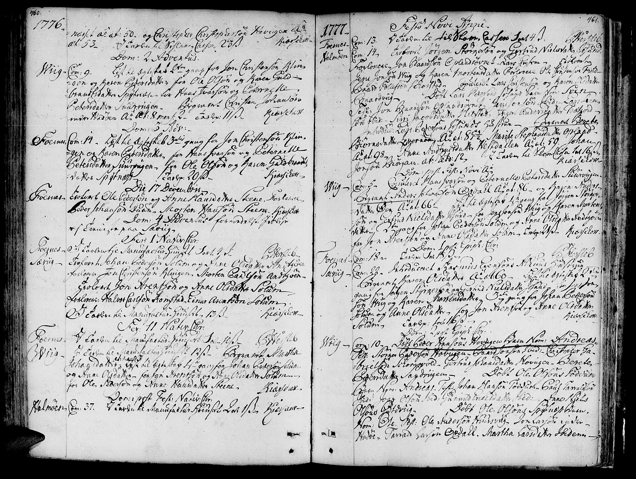 Ministerialprotokoller, klokkerbøker og fødselsregistre - Nord-Trøndelag, AV/SAT-A-1458/773/L0607: Parish register (official) no. 773A01, 1751-1783, p. 460-461