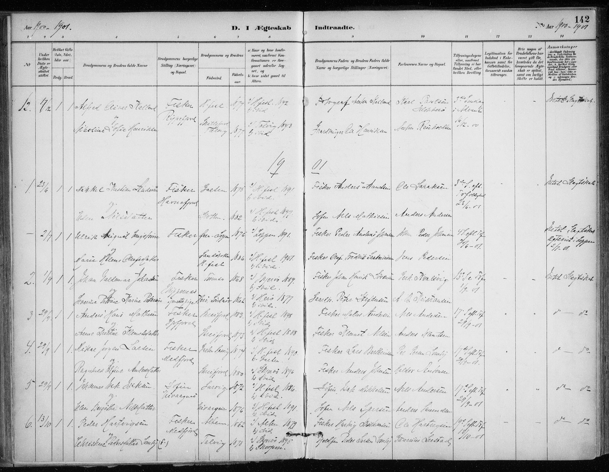 Hammerfest sokneprestkontor, SATØ/S-1347/H/Ha/L0013.kirke: Parish register (official) no. 13, 1898-1917, p. 142