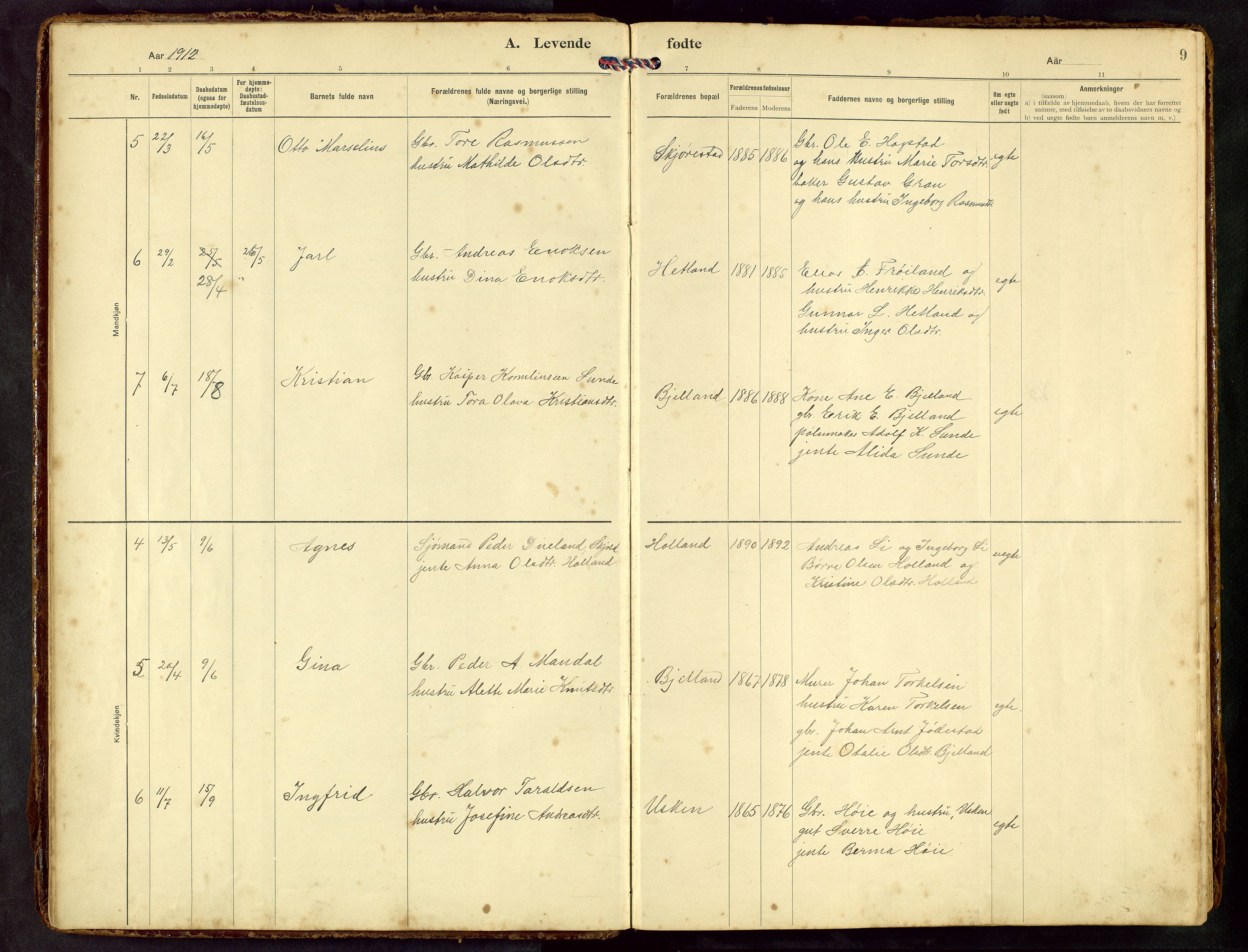 Hetland sokneprestkontor, SAST/A-101826/30/30BB/L0010: Parish register (copy) no. B 10, 1910-1968, p. 9