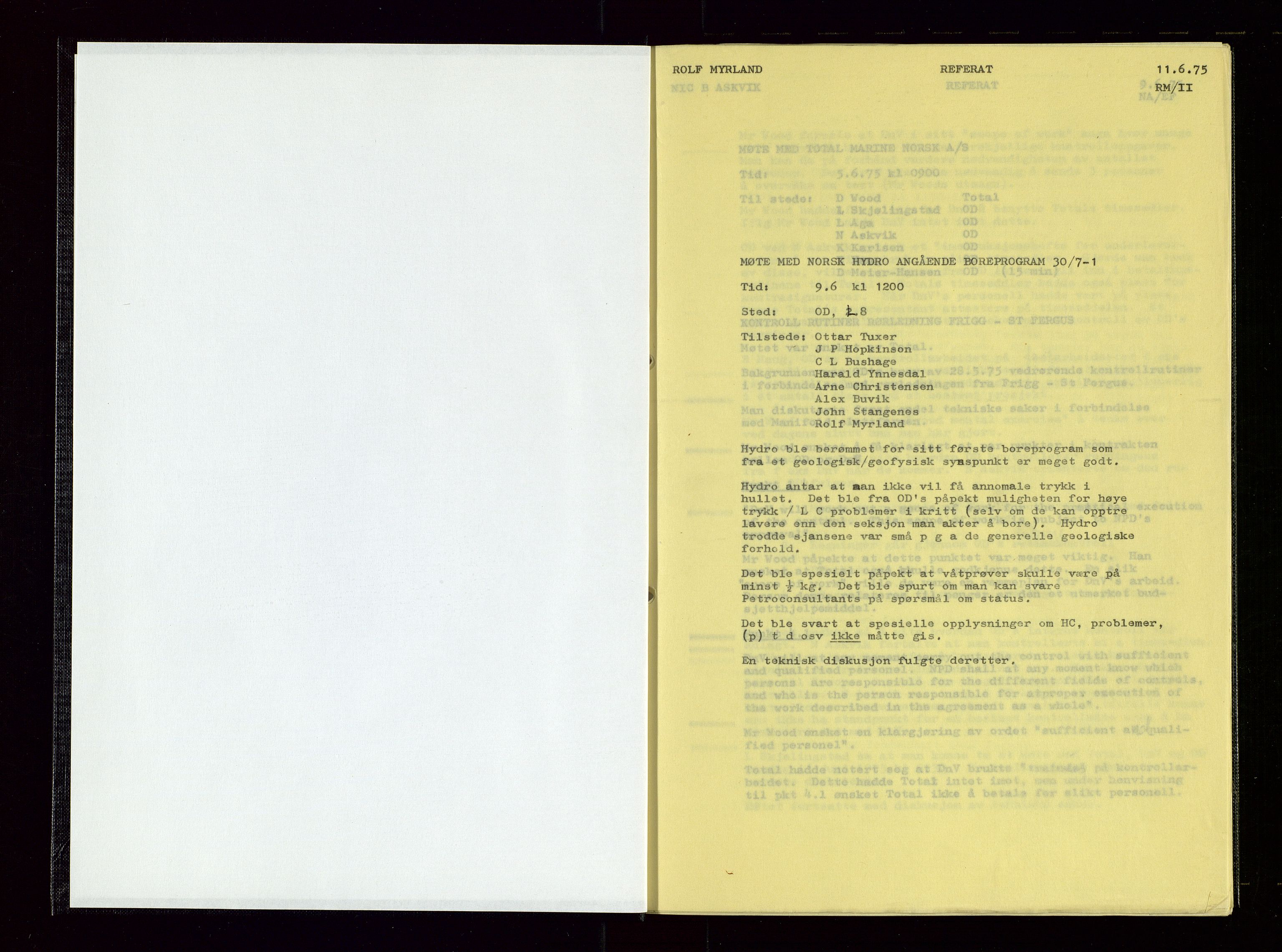 Oljedirektoratet, AV/SAST-A-101366/Aa/L0004: Referatprotokoller, 1975