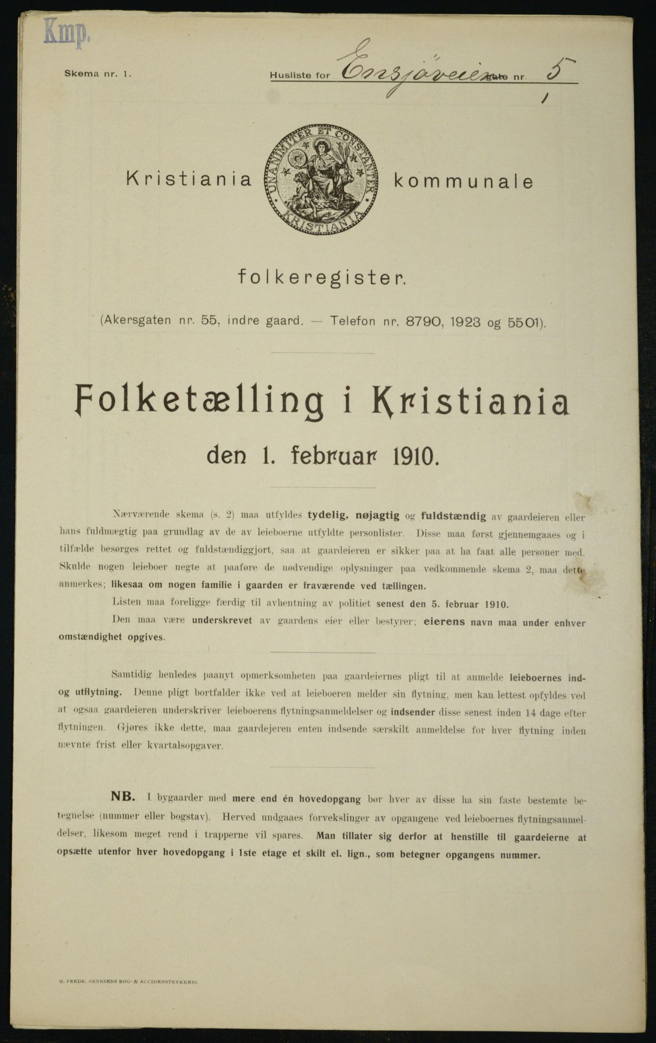 OBA, Municipal Census 1910 for Kristiania, 1910, p. 20091