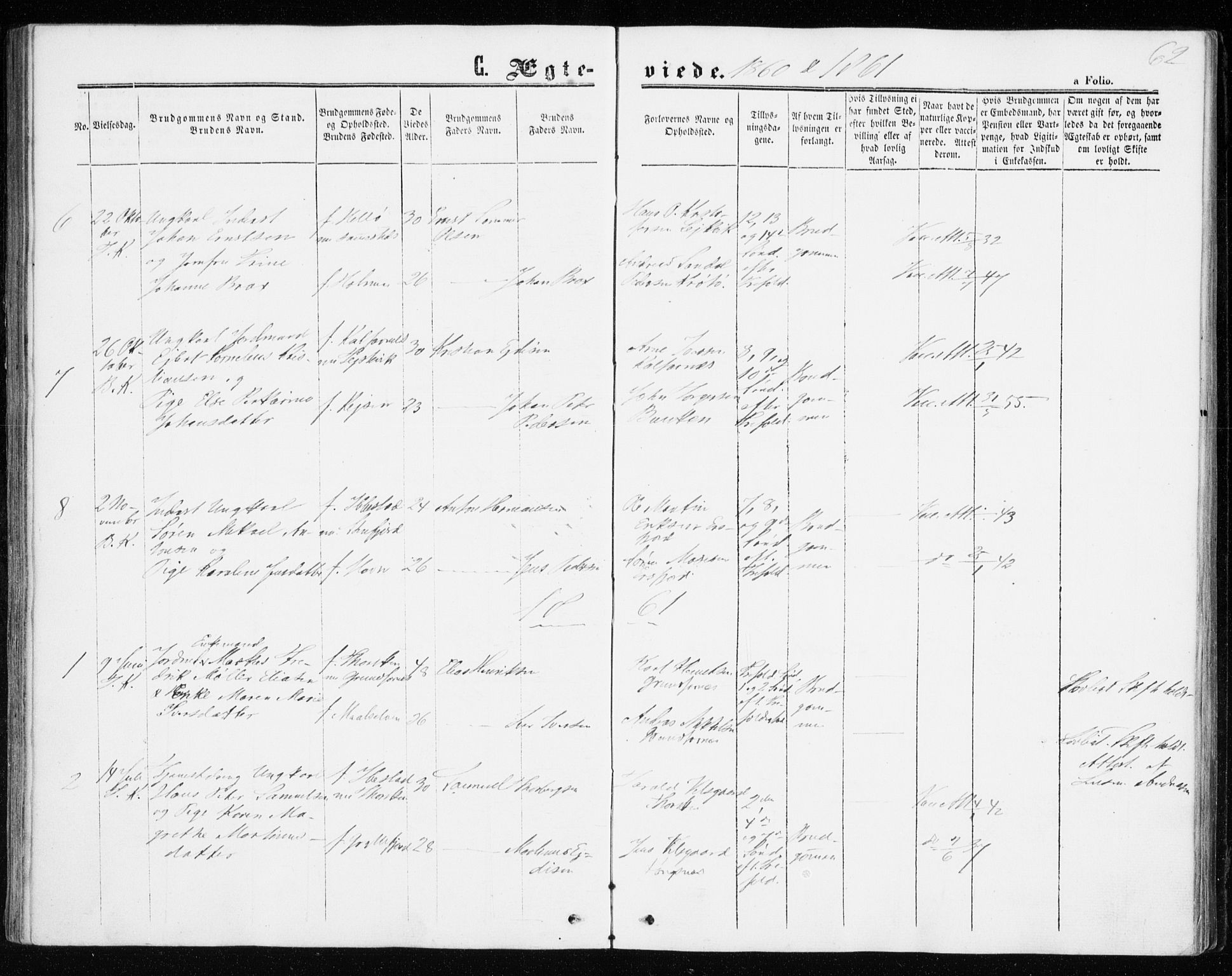 Berg sokneprestkontor, AV/SATØ-S-1318/G/Ga/Gaa/L0002kirke: Parish register (official) no. 2, 1860-1872, p. 62