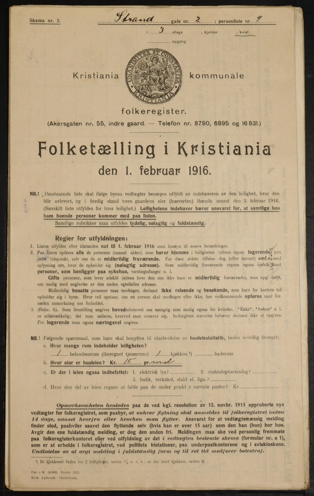 OBA, Municipal Census 1916 for Kristiania, 1916, p. 106463