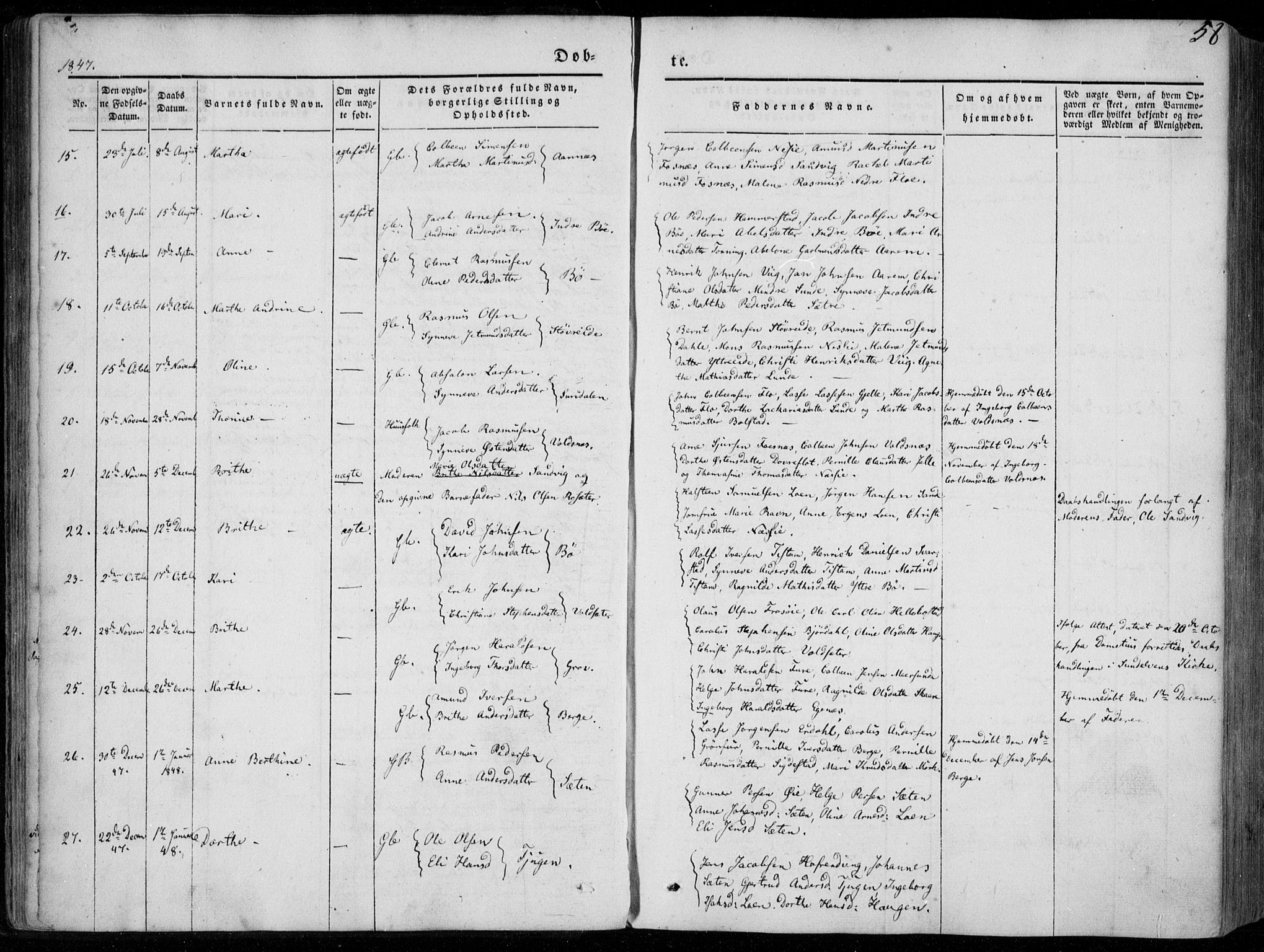 Stryn Sokneprestembete, AV/SAB-A-82501: Parish register (official) no. A 2, 1844-1861, p. 58