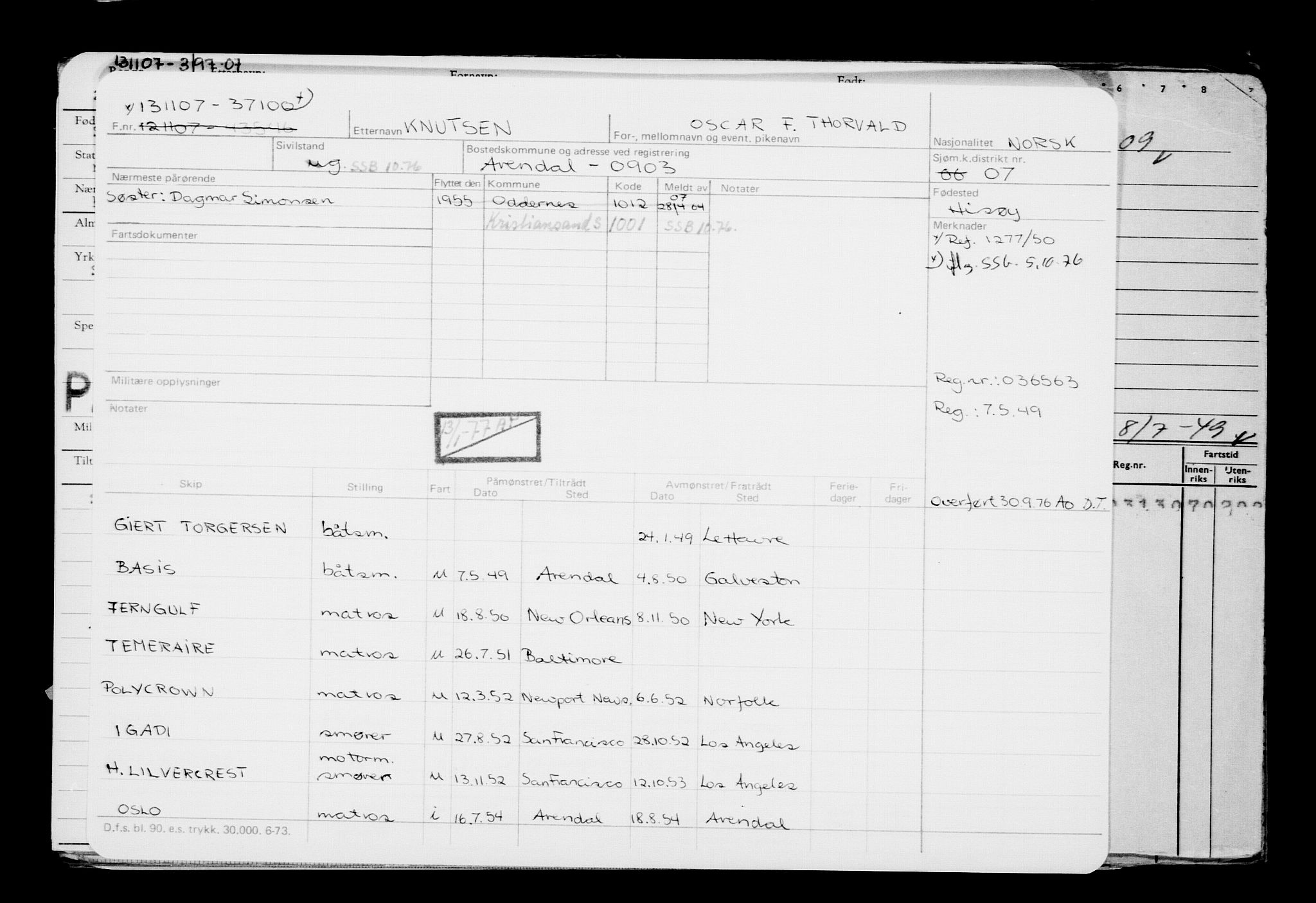 Direktoratet for sjømenn, RA/S-3545/G/Gb/L0074: Hovedkort, 1907, p. 162